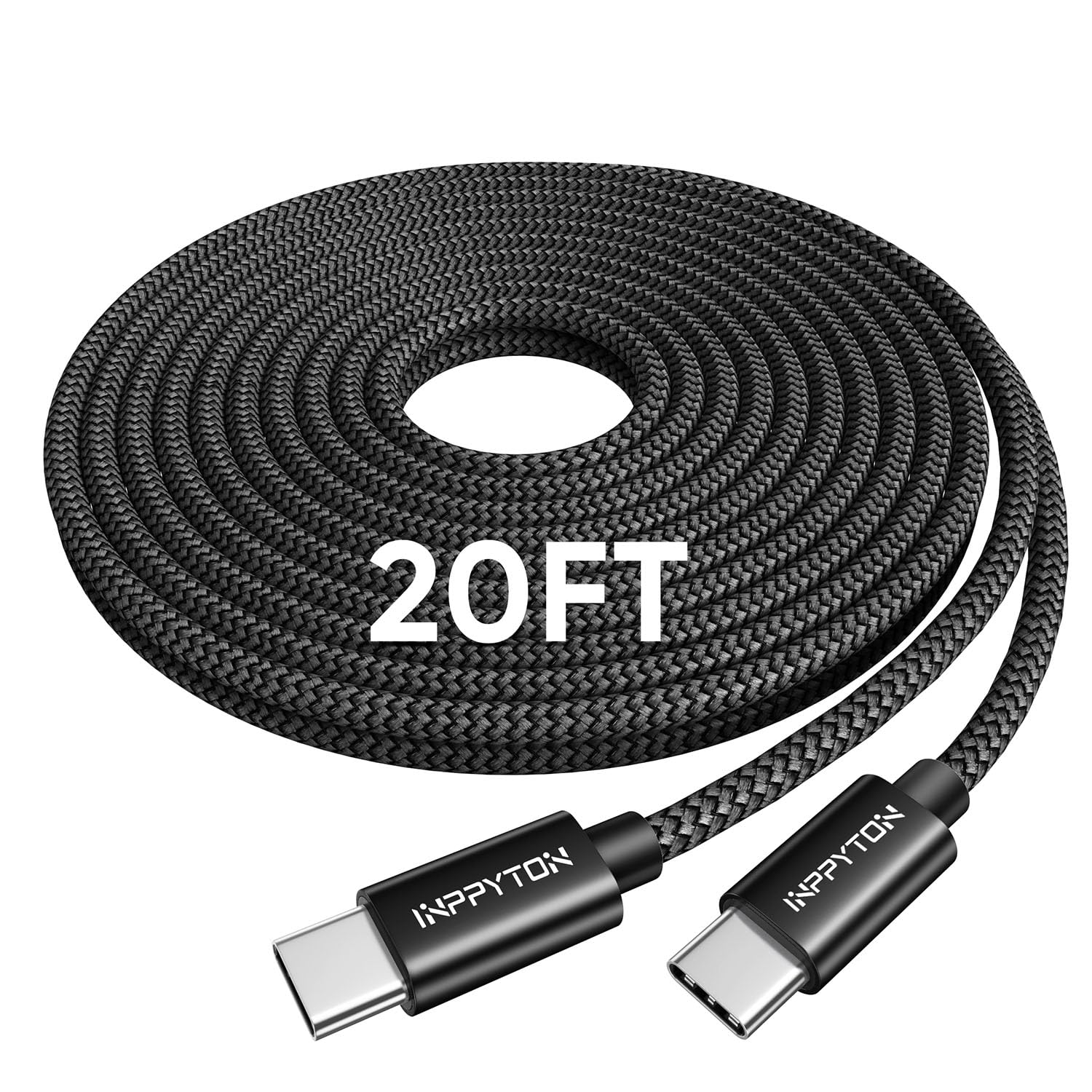 20FT USB C to USB C Cable 60W Fast Charging, Extra Long Nylon Braided Type C Cable Compatible with iPhone 16 Pro Max/Samsung Galaxy/Sony/iPad Pro/MacBook/Switch/Laptop - Perfect for Home Office, Gaming & Travel Charging