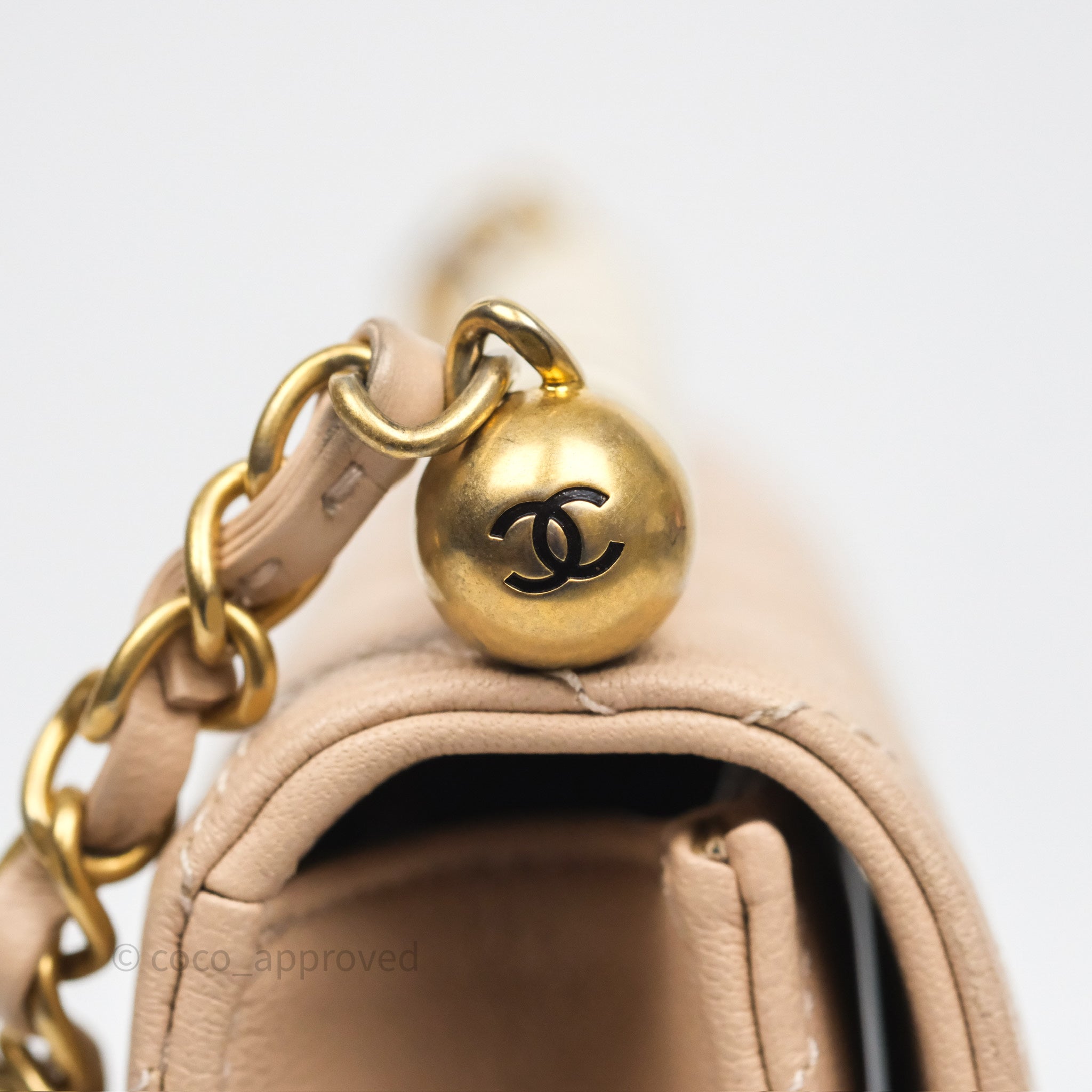 Chanel Classic Flap Bag Quilted Beige Pink Goatskin Leather with Pearl & Aged Gold Hardware - Luxury Crossbody Purse for Women, Perfect for Date Night & Special Occasions