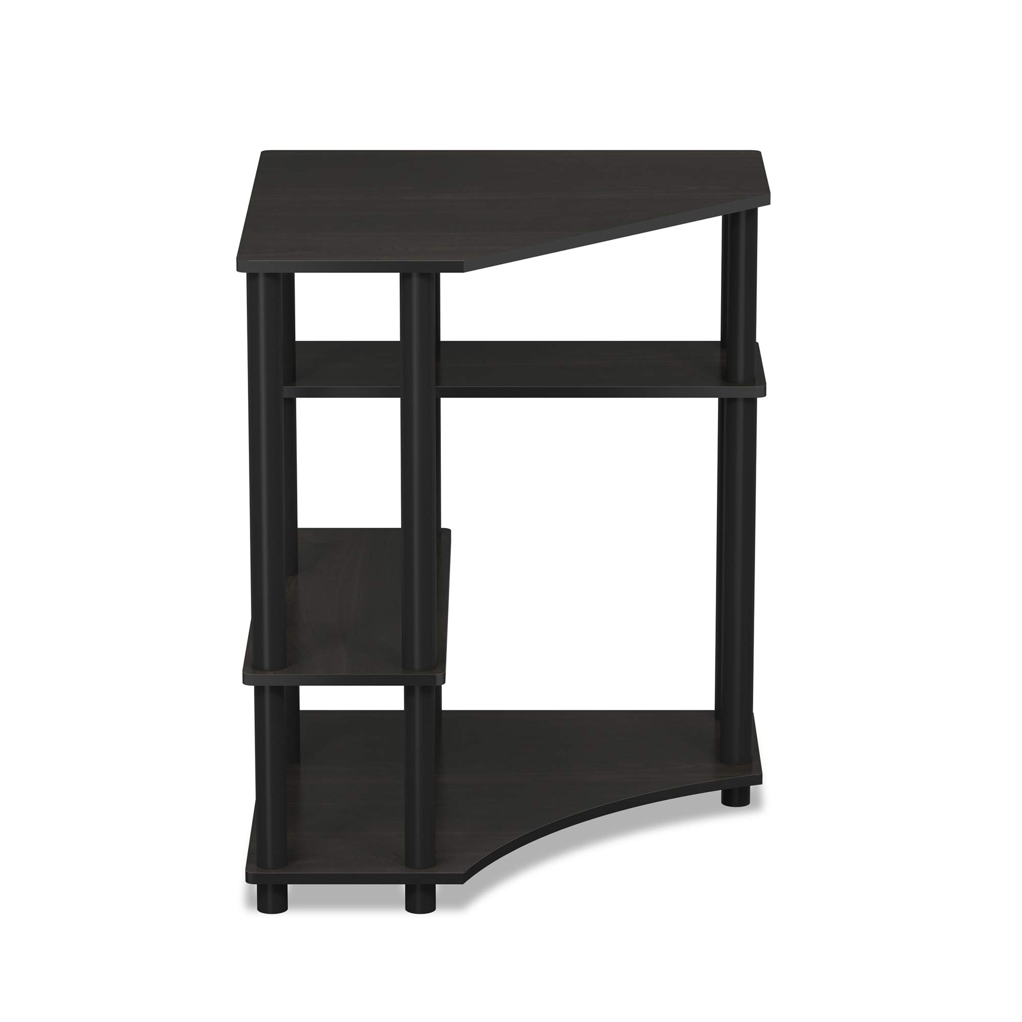 FURINNO Turn-N-Tube Compact Corner Computer Desk with Storage Shelf - Espresso/Black Finish - Perfect for Small Spaces, Home Office & Dorm Rooms