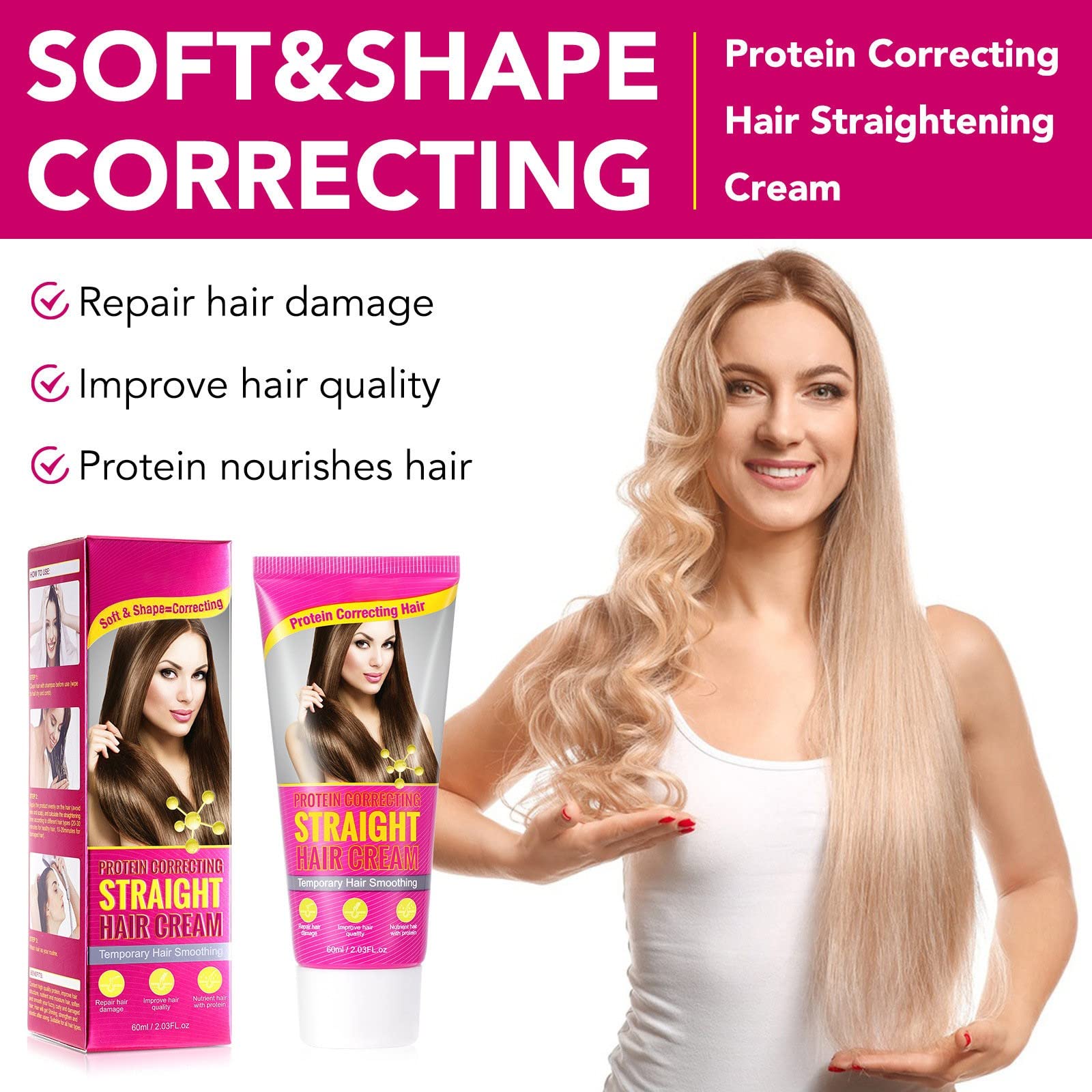 K18 Protein Hair Straightening Treatment - Professional Gloss & Smoothing for Curly Hair - Salon-Quality At-Home Hair Care for Frizz Control & Shine Enhancement (Perfect for Damaged, Dry, or Unruly Hair)