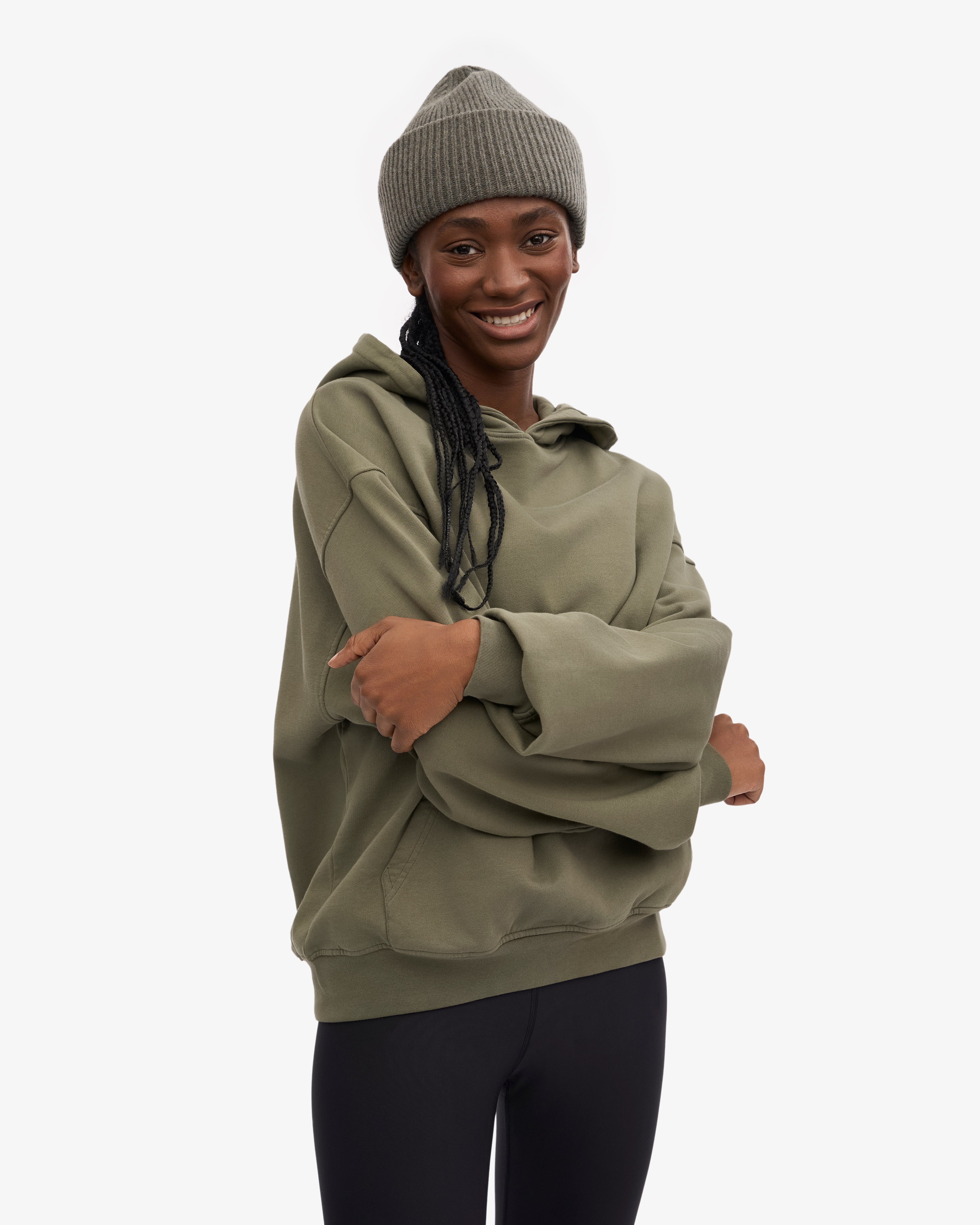 Organic Oversized Hoodie for Women - Soft & Cozy Pullover Sweatshirt - Dusty Olive Green - Perfect for Casual Wear, Lounge & Outdoor Activities