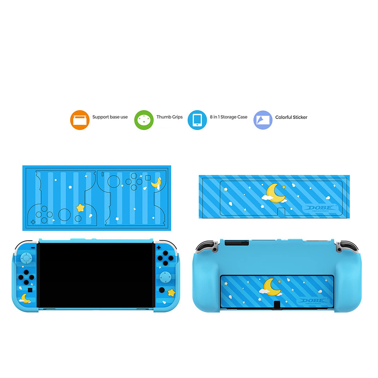Nintendo Switch OLED Protective Case & Accessories Kit - Blue | Includes Switch OLED Game Case & Thumb Grips | Perfect for Travel, Gaming & Storage Protection