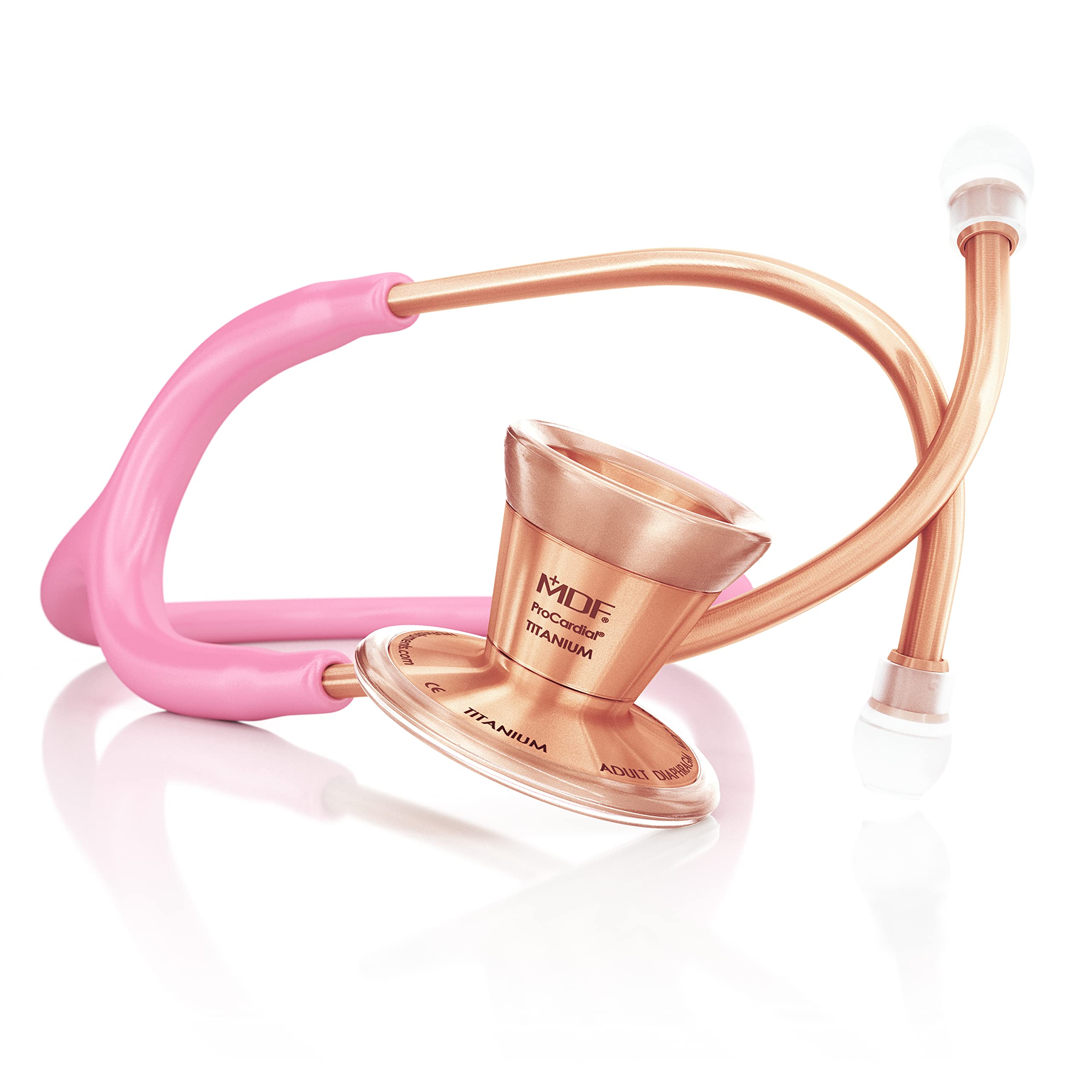 MDF797TRG01 ProCardial Cardiology Stethoscope - Lightweight Titanium Dual Head Stethoscope for Adults with Pink Tube & Rose Gold Chestpiece | Perfect for Medical Professionals, Nurses, Doctors & Students in Hospitals, Clinics & Home Use