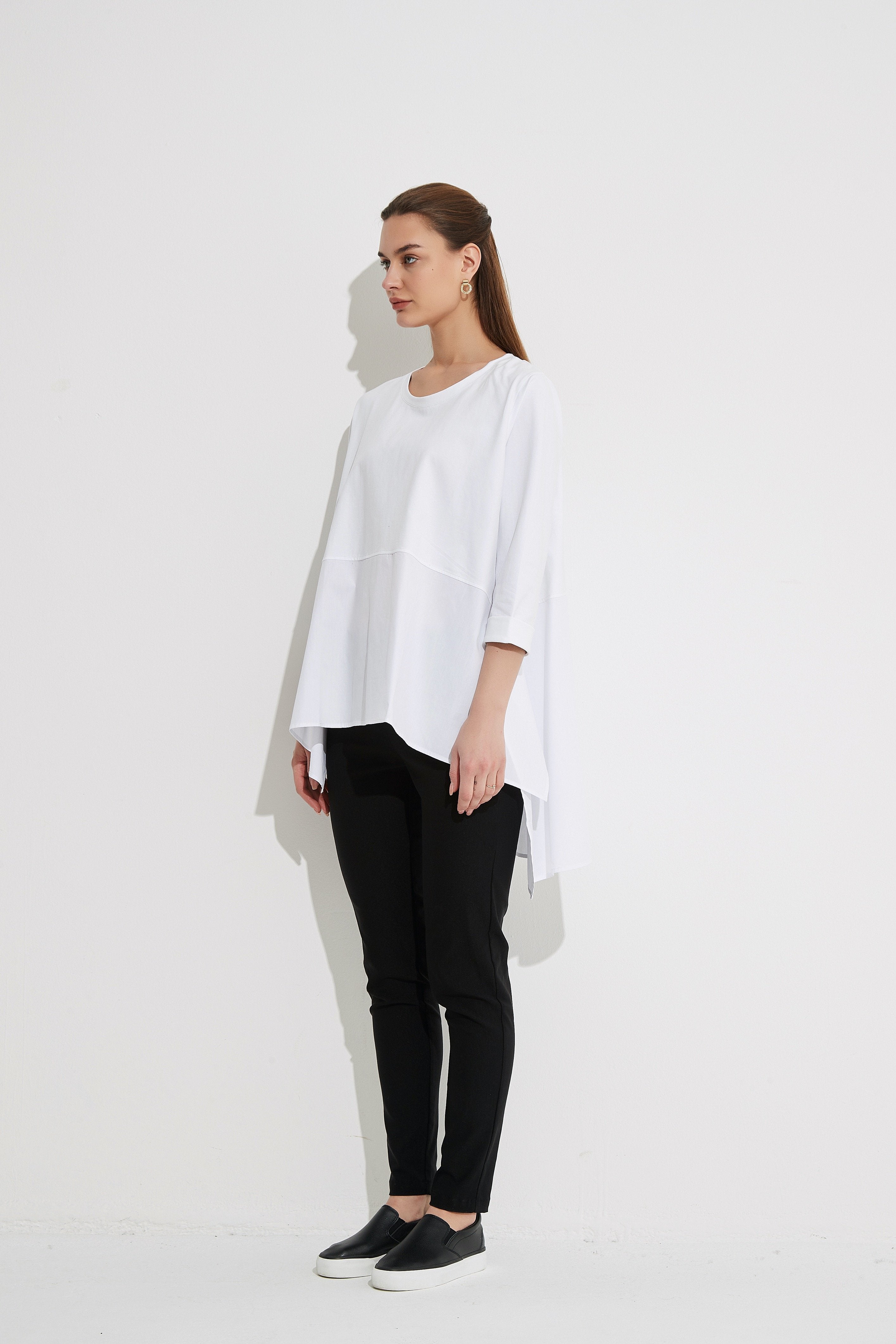 Ava 3/4 Sleeve Women's T-Shirt in White - Perfect for Casual Wear, Workouts & Everyday Outfits