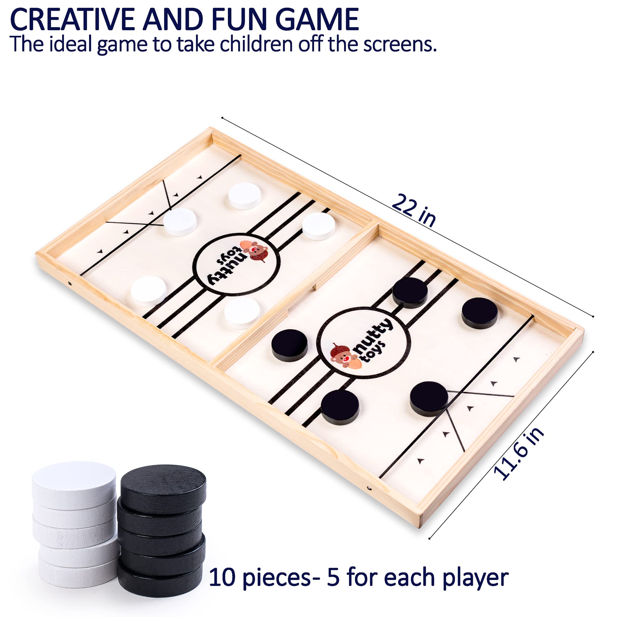 Nutty Toys Sling Puck Family Game XL - Fast Action Tabletop Battle Game for Kids, Teens & Adults - Perfect for Easter Basket Stuffers, Birthday Gifts & Family Game Night Fun