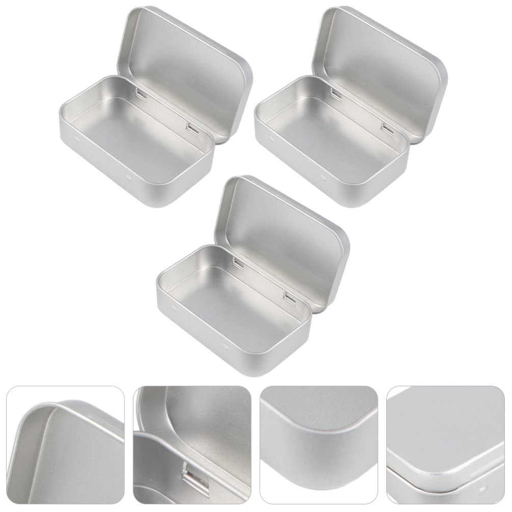 Baluue 3-Piece Set of Empty Iron Rectangular Storage Boxes with Lids - Mini Candle Holders, Jewelry Organizers, and Small Item Containers for Home, Office, and Craft Use