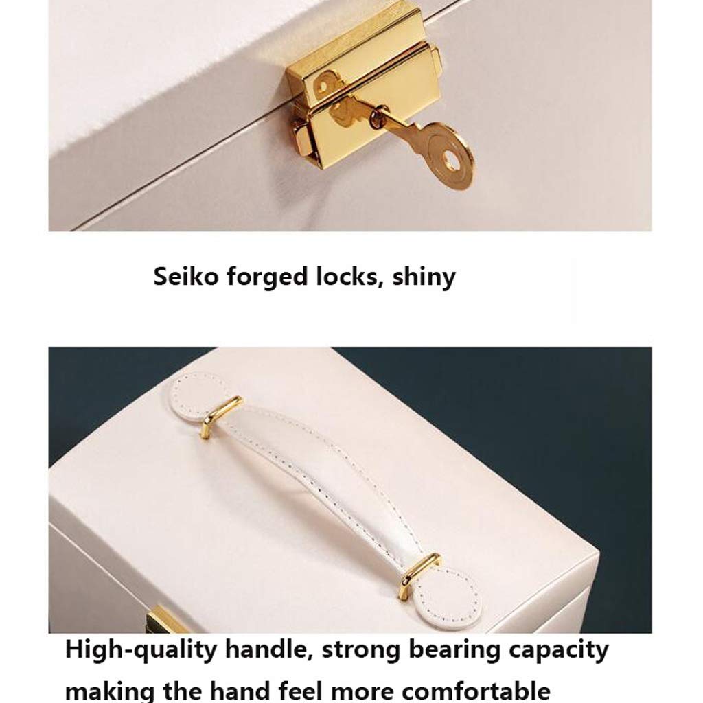 Portable Leather Jewelry Box with Lock - Classic Organizer for Earrings, Rings, Necklaces & Bracelets - Perfect Gift for Women & Girls (Yellow) | Travel, Home Storage & Gift Giving
