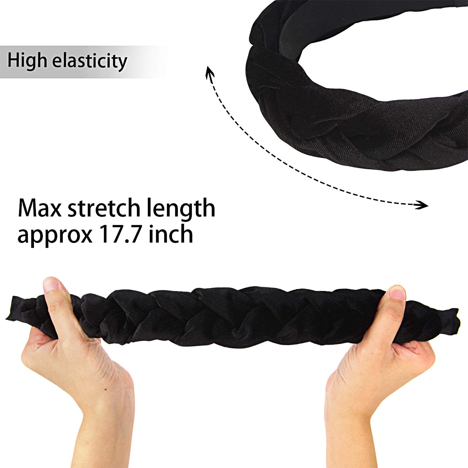 Women's Velvet Braided Headbands - Criss Cross Fashion Hair Accessories for Women (Black) | Perfect for Work, Parties & Everyday Style