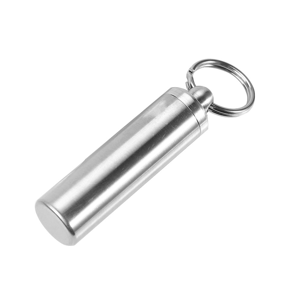 VGEBY 15mm Stainless Steel Waterproof Keychain Pill Container - Portable Medicine Storage for Travel, Gym & Daily Use