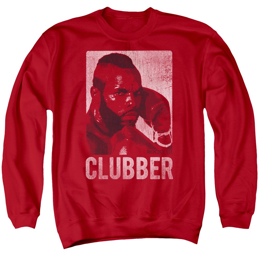 Rocky III Boxing Movie Clubber Lang Headshot Adult Crewneck Sweatshirt - Red - Vintage Action Drama Film Tee for Men & Women - Perfect for Boxing Fans, Movie Nights & Casual Wear