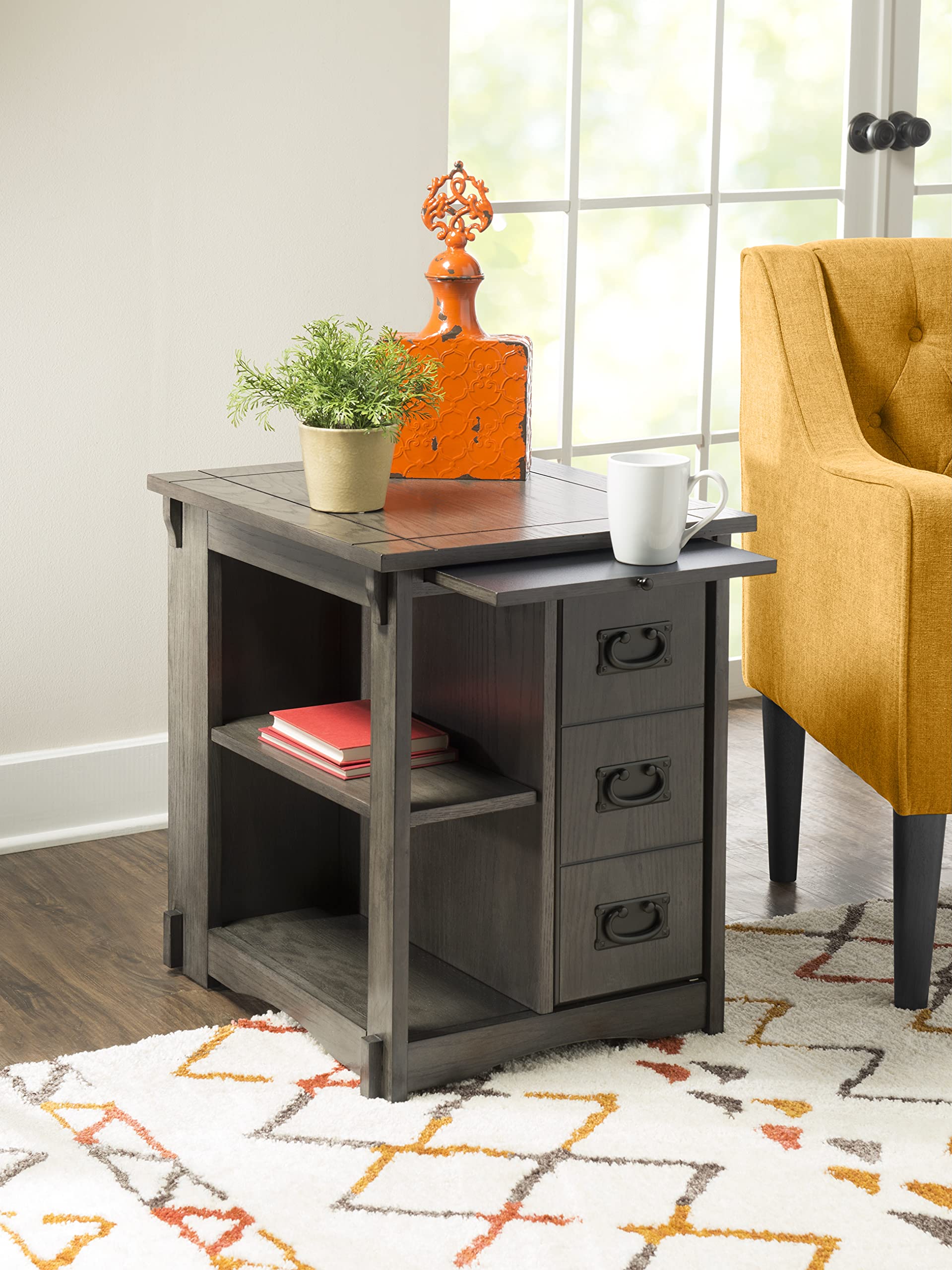 Powell Sheryl Side Accent Table - Modern Gray End Table for Living Room, Bedroom & Office - Small Space Furniture with Stylish Design