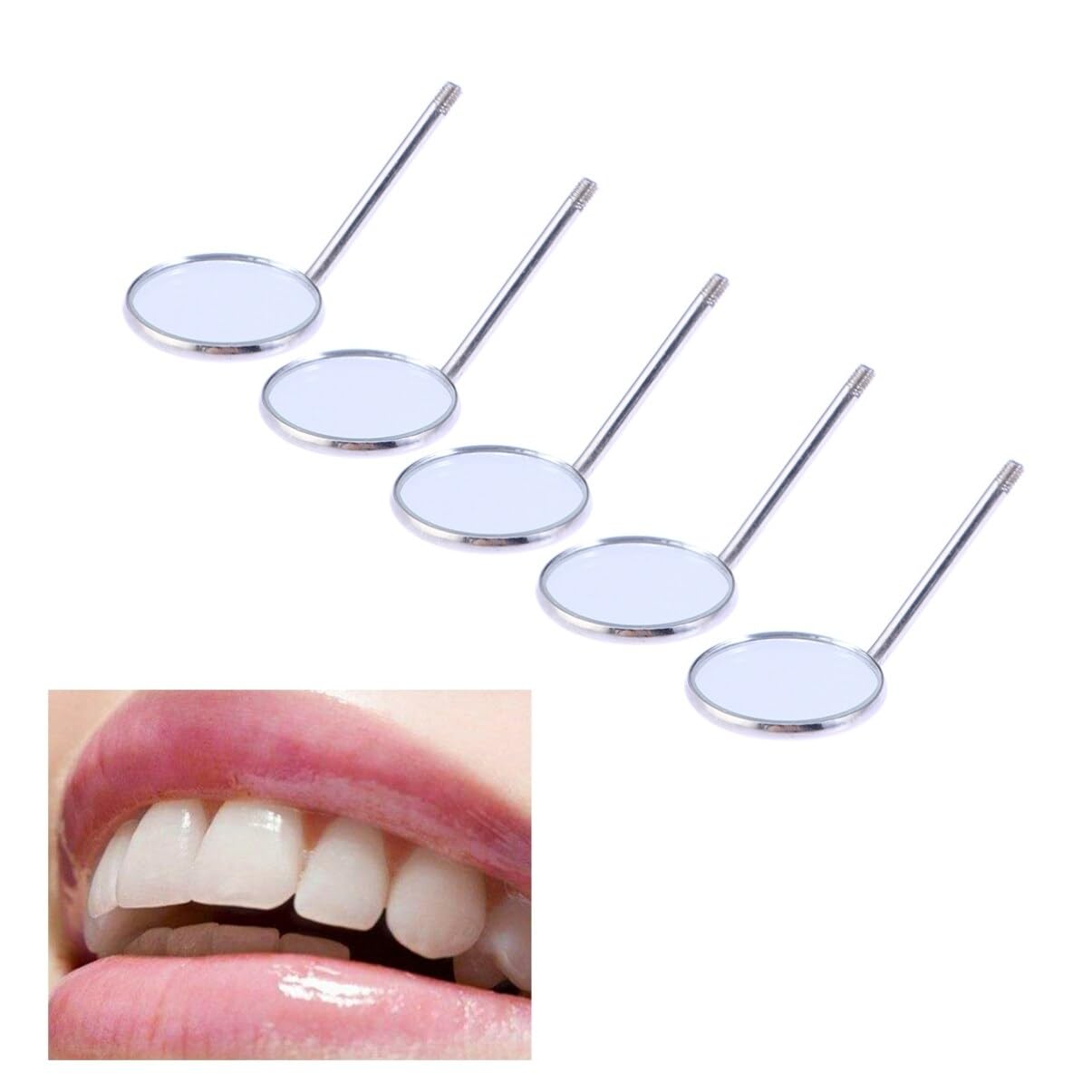 5-Piece Professional Dental Mirror Kit for Oral Cavity Examination - 22mm Dentist Tools for Teeth Inspection, Mouth Exams & Dental Checkups - Perfect for Dentists, Hygienists & Home Use