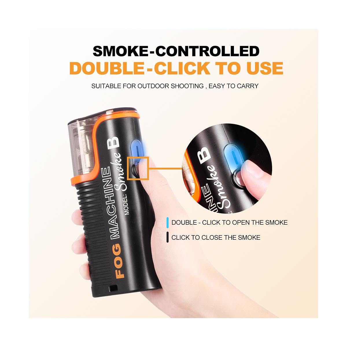 LensGo Smoke B Portable Handheld Fog Machine for Photography, Music Videos, and Halloween Effects - Perfect for Parties, Concerts, and Studio Shoots