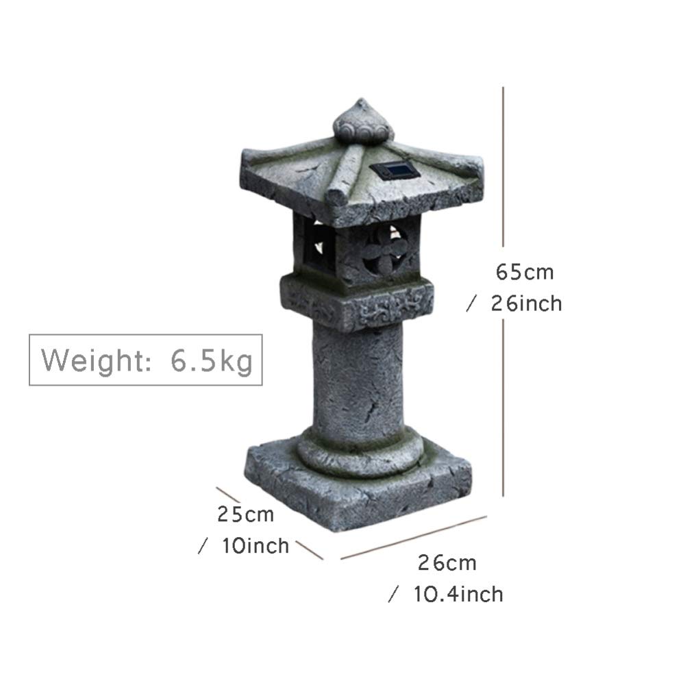 Japanese Pagoda Solar Lantern - Resin Garden Decor with LED Lights for Outdoor Pathway, Patio, Yard & Lawn Decoration - Waterproof Buddhist Sculpture for Asian-Themed Landscaping