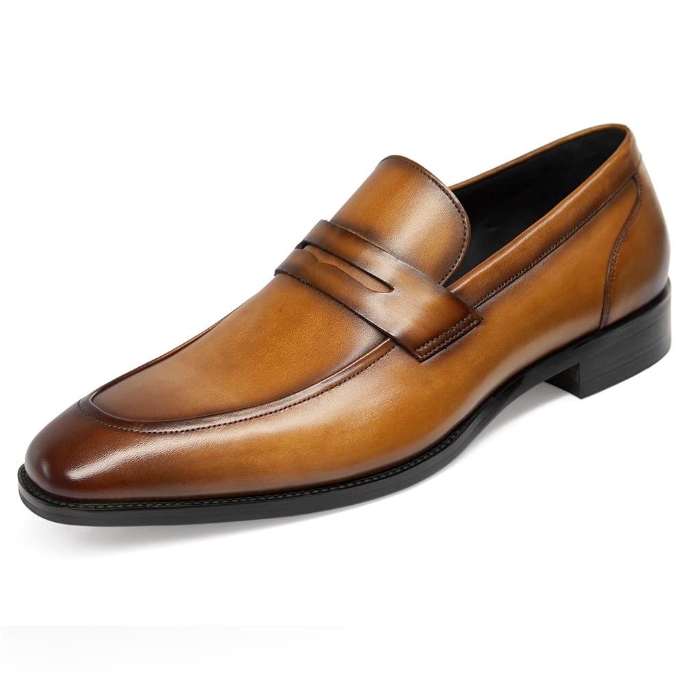 GIFENNSE Men's Slip-On Loafers - Genuine Leather Dress Shoes for Business & Formal Wear - Comfortable Office Shoes for Work, Weddings & Special Occasions
