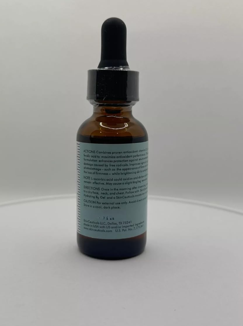 SkinCeuticals C E Ferulic Serum - 15% Vitamin C & 1.5% Ferulic Acid - Anti-Aging Face Serum for Dark Spots, Wrinkles & Brightening - 1 Fl Oz (30ml) - Best for Daily Skincare Routine & Nighttime Repair