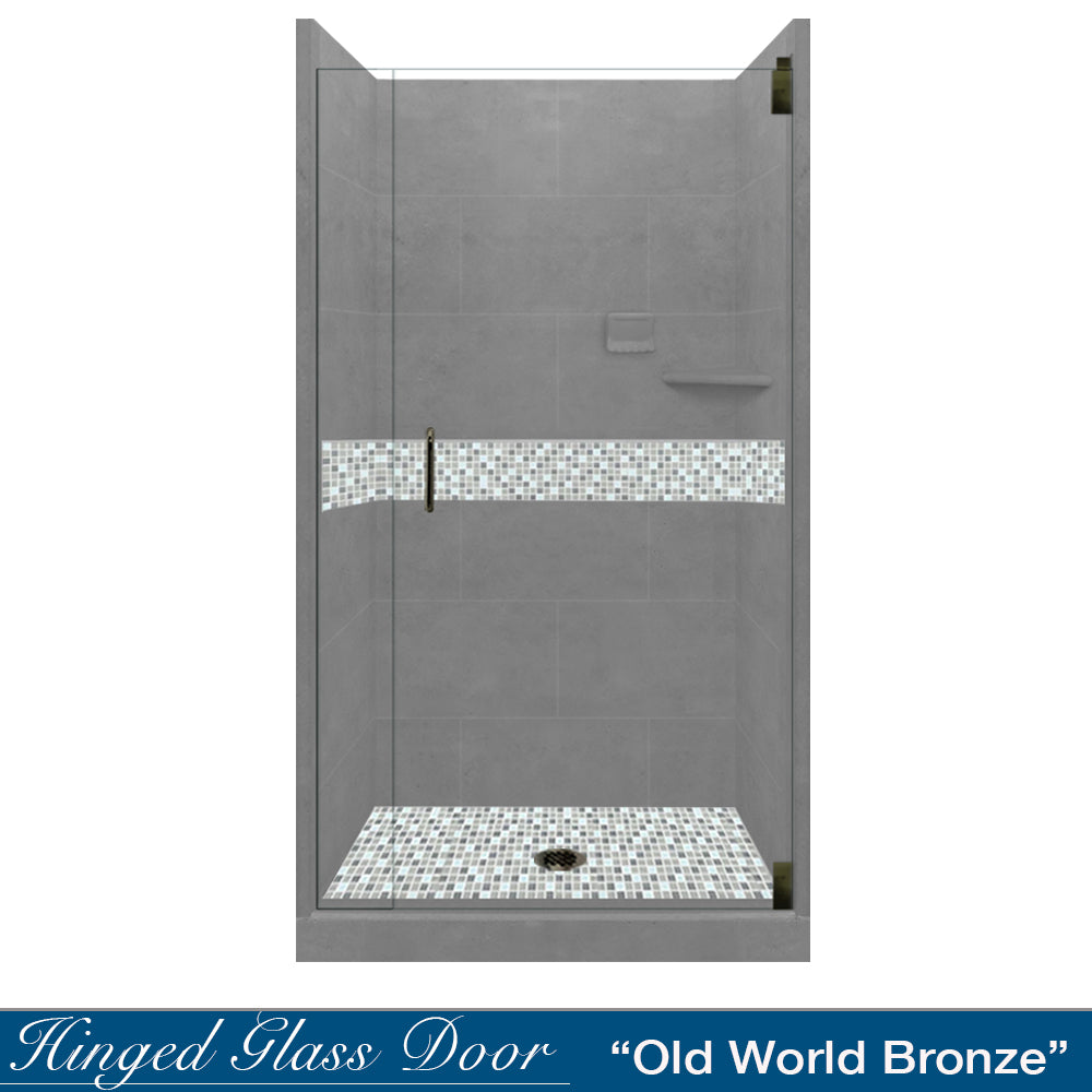 Alcove Wet Cement Sistine Stone & Del Mar Mosaic Accent Tile - DIY Shower Remodel Kit for Bathroom Renovation | Waterproof Backsplash & Flooring Solution