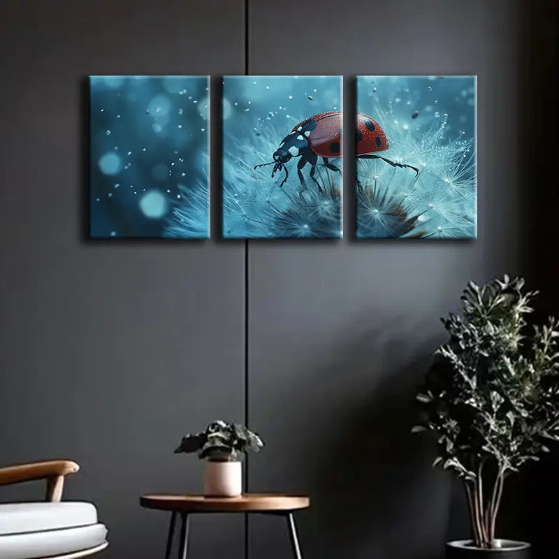 3-Piece Ladybug Metal Wall Art - Ready to Hang Home Decor for Living Room, Bedroom & Nursery - Vibrant Insect Themed Prints for Kids Room & Nature Lovers