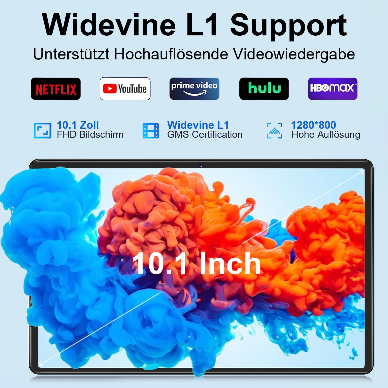 ZIOVO 10 Inch Android 14 Tablet with 22GB RAM 128GB ROM (Expandable to 1TB), Octa-Core 2.0GHz, 8000mAh Battery, 5G WiFi, Widevine L1, Bluetooth 5.0 - Blue Metal Keyboard Bundle for Work, Study & Entertainment