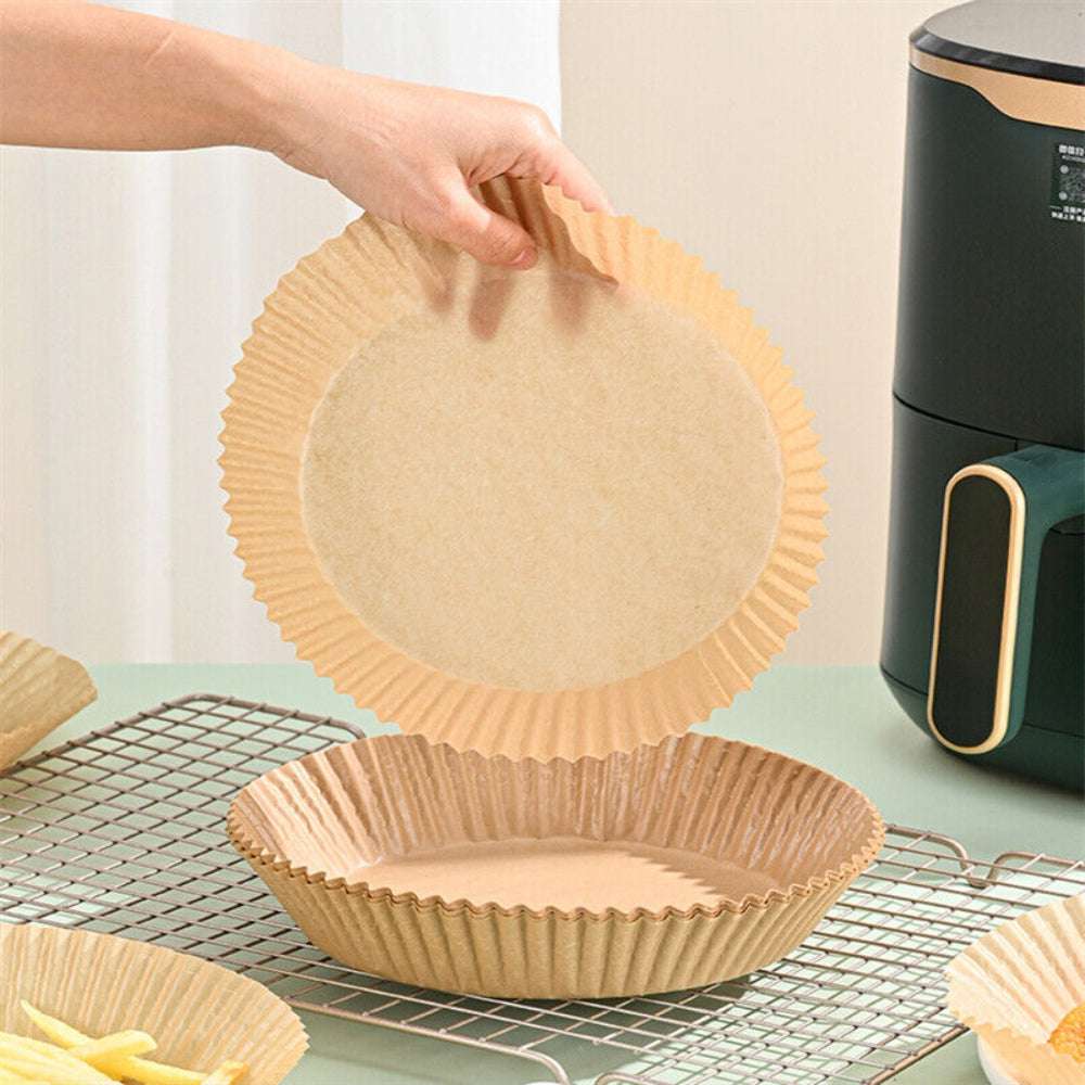 100PCS Air Fryer Disposable Paper Liners - Non-Stick Parchment Baking Sheets for Easy Cleanup | Perfect for Roasting, Frying & Baking Chicken, Fries, Vegetables | Fits Most Air Fryer Models
