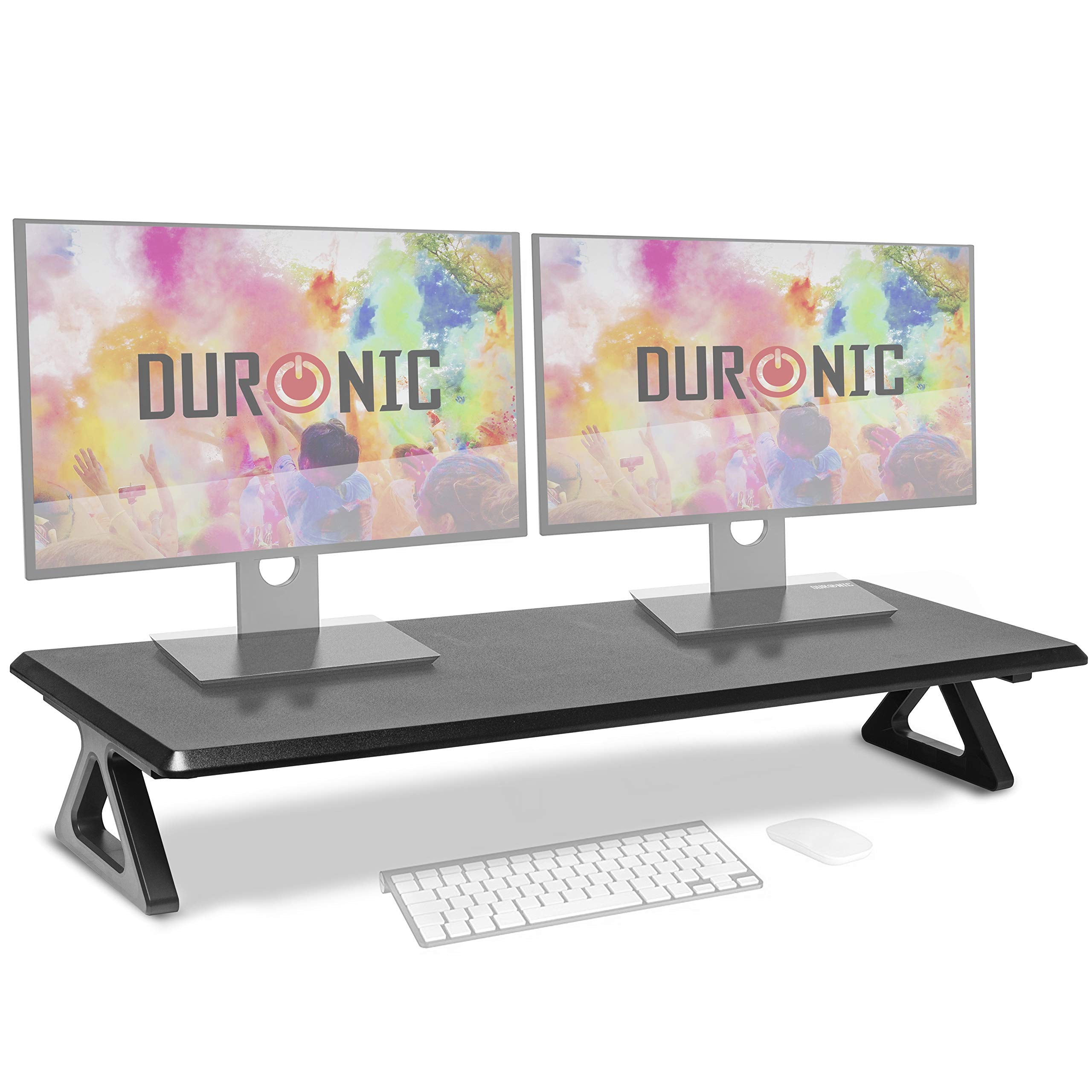 Duronic DM06 Monitor Stand Riser - Black MDF Desktop & Laptop Stand for Computer Screen, TV, or PC Monitor - Ergonomic Office Desk Shelf with 10kg Capacity (82x30cm) - Perfect for Home Office, Gaming Setup & Workspace Organization