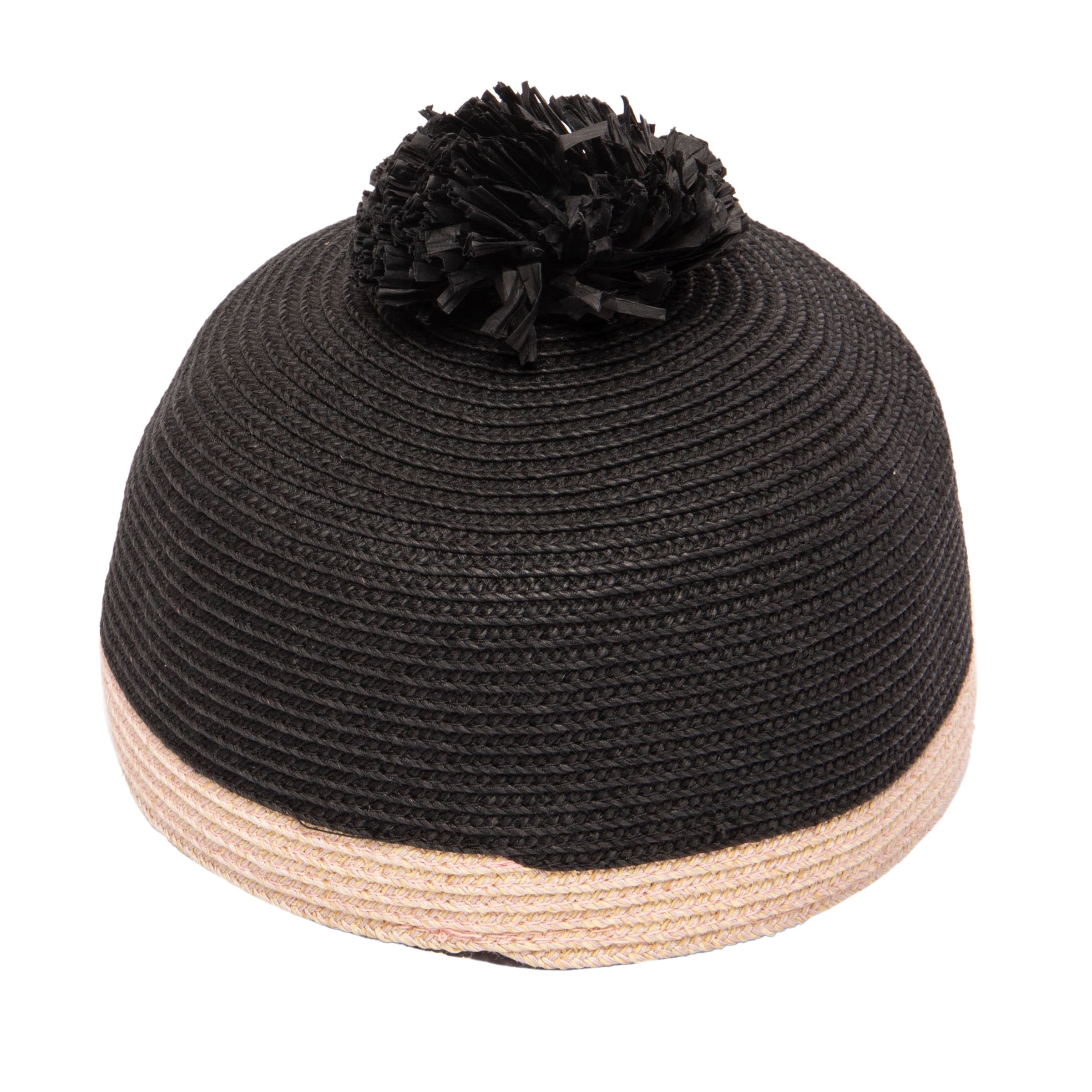 Kids Paper Braid Cap Beret with Straw Pom Pom - Stylish Summer Hat for Girls & Boys - Perfect for Outdoor Play, Beach Trips & Fashion Accessories