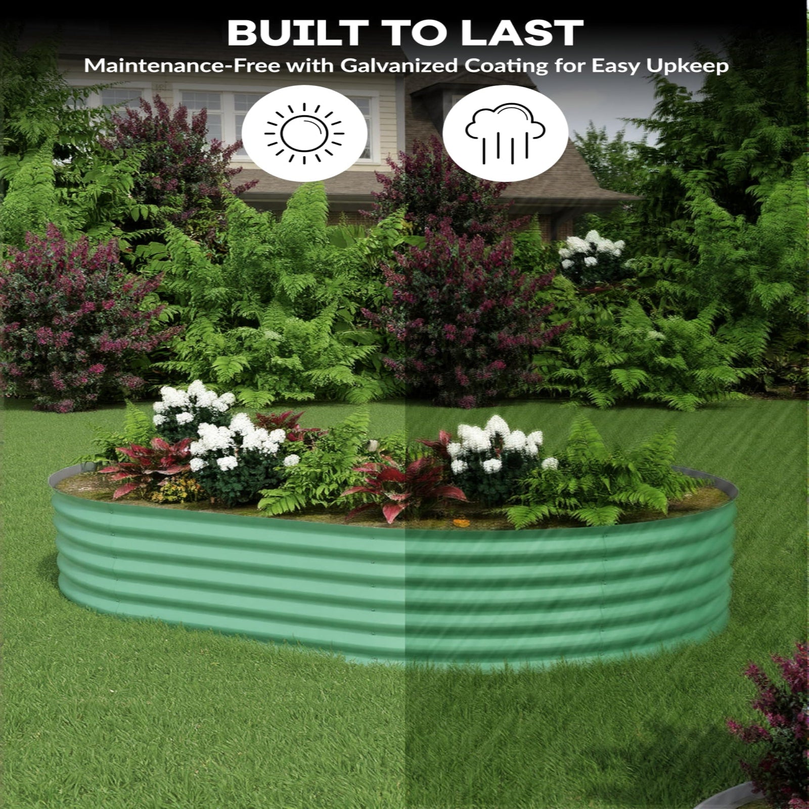 GARVEE 2 Pack 8x4x1.5ft Galvanized Steel Raised Garden Beds - Outdoor Deep Planter Box Kit with Tool-Free Assembly, Rust-Resistant Green Coated Design for Vegetables, Flowers & Herbs - Perfect for Backyard Gardening, Patio Planting & Urban Farming