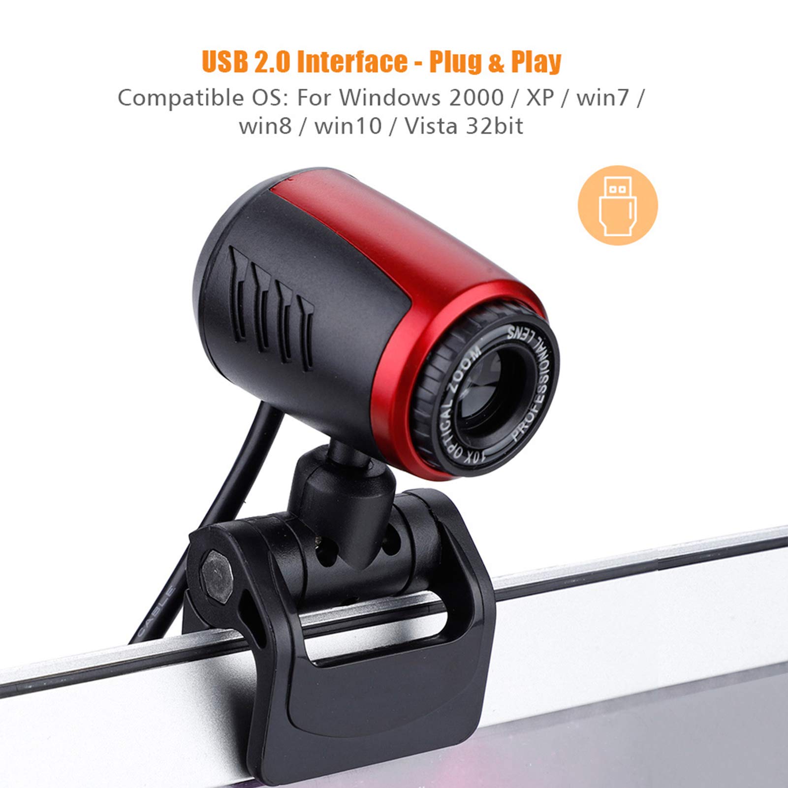 360 Degree Web Camera for Laptop & PC - Plug & Play USB 2.0 with 640x480 Resolution - Perfect for Video Conferencing, Online Classes & Streaming