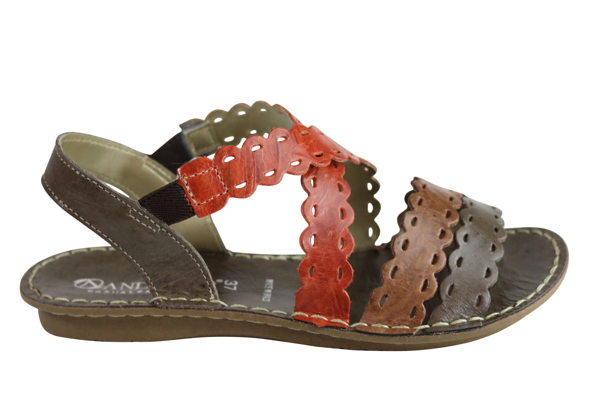 Andacco Cairns Women's Comfortable Flat Leather Sandals - Handmade in Brazil - Perfect for Beach, Vacation & Summer Walking