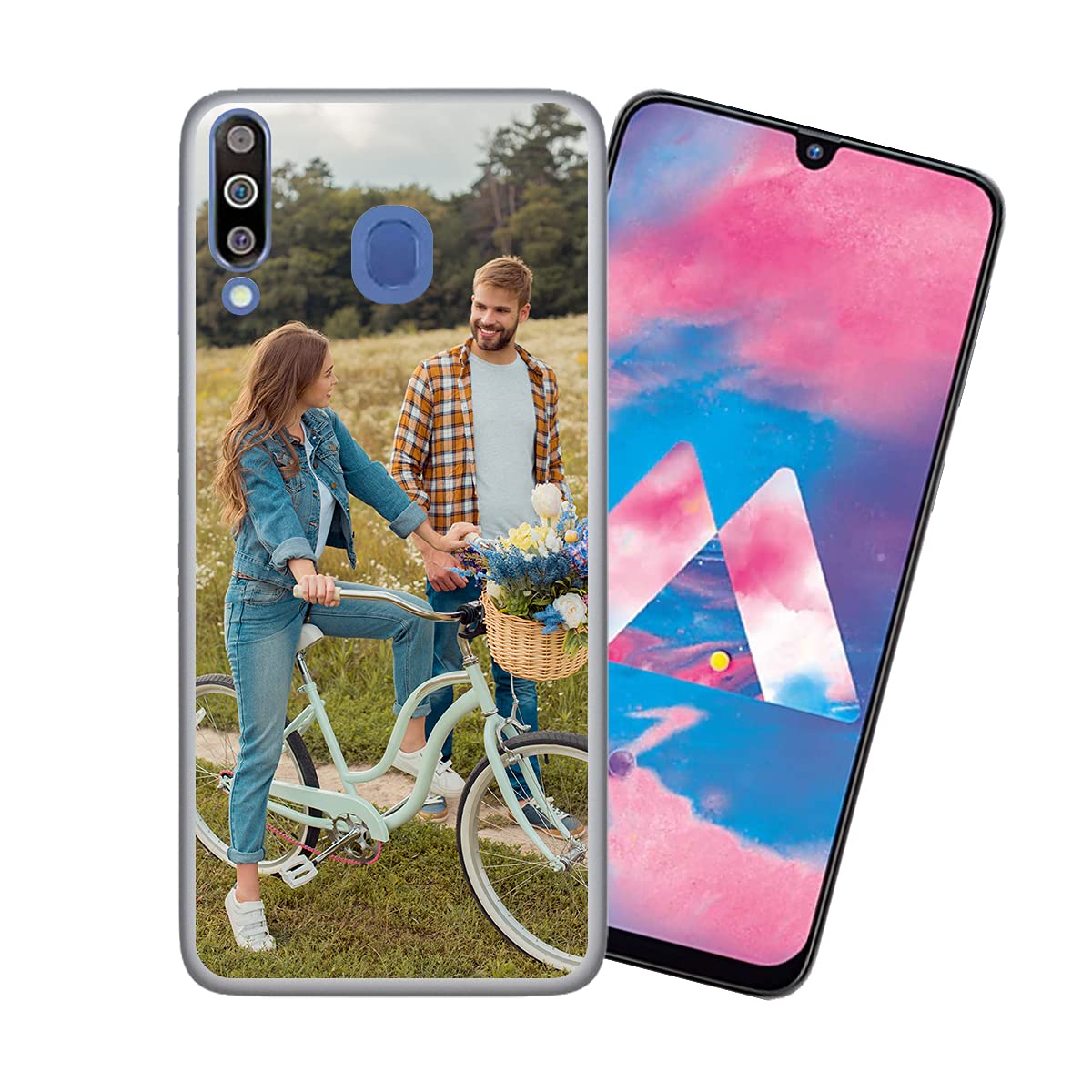 Customized Photo Case for Samsung Galaxy M30 - Personalized Picture Shockproof Silicone Phone Cover | Soft Candy Design Protective Case | Perfect Christmas Birthday Thanksgiving Gift (White) | Great for Daily Use, Travel & Special Occasions