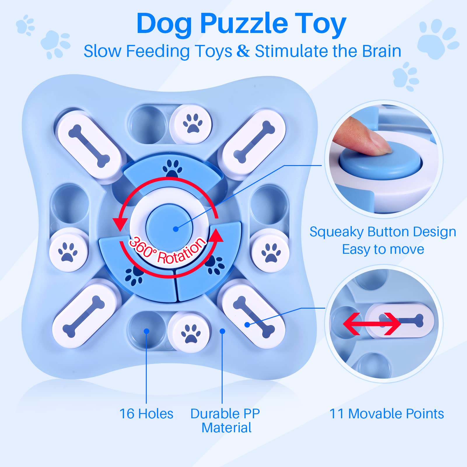 Interactive Dog Puzzle Toys for Large, Medium & Small Dogs - Mental Stimulation & Training Enrichment Toys with Squeaker - Treat Dispensing Chew Toys for Smart Dogs, Puppies & Cats - Perfect for Boredom Relief & Indoor Playtime