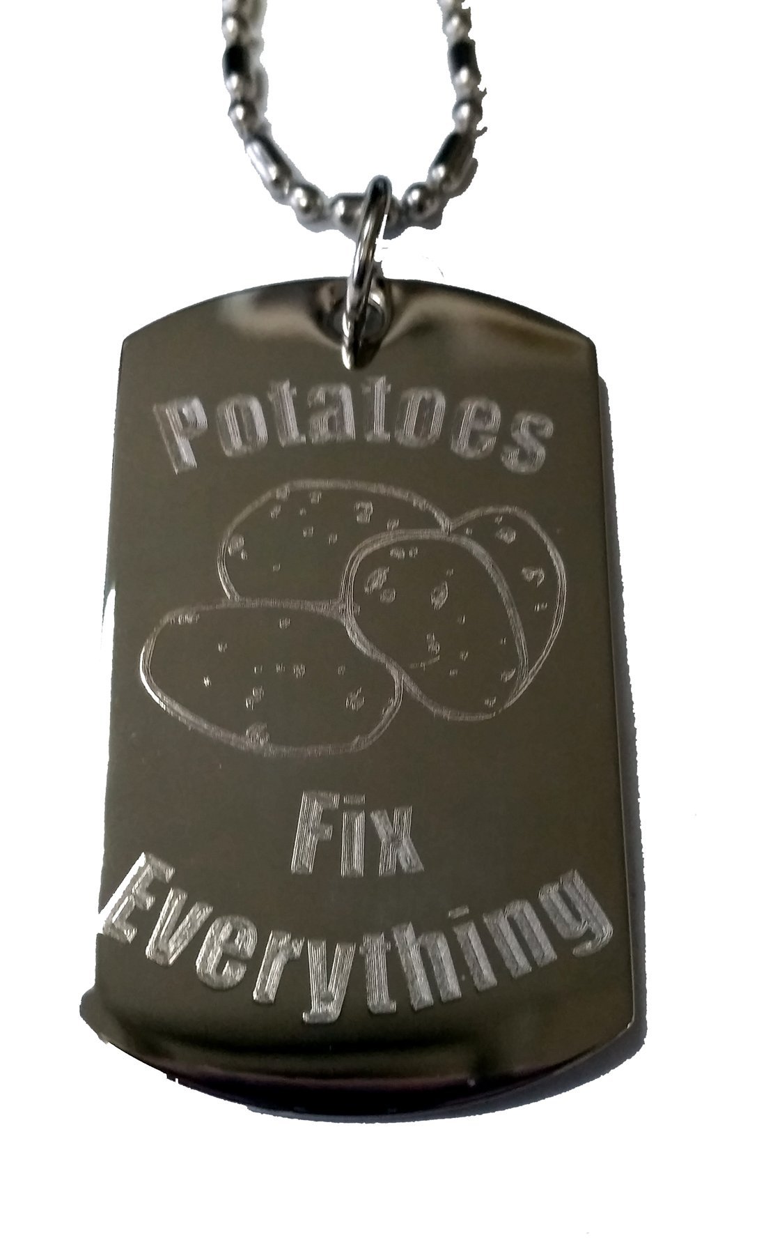 Shark Potatoes Fix Everything Hat - Military Dog Tag Luggage Chain Necklace for Travel, Outdoor & Casual Wear