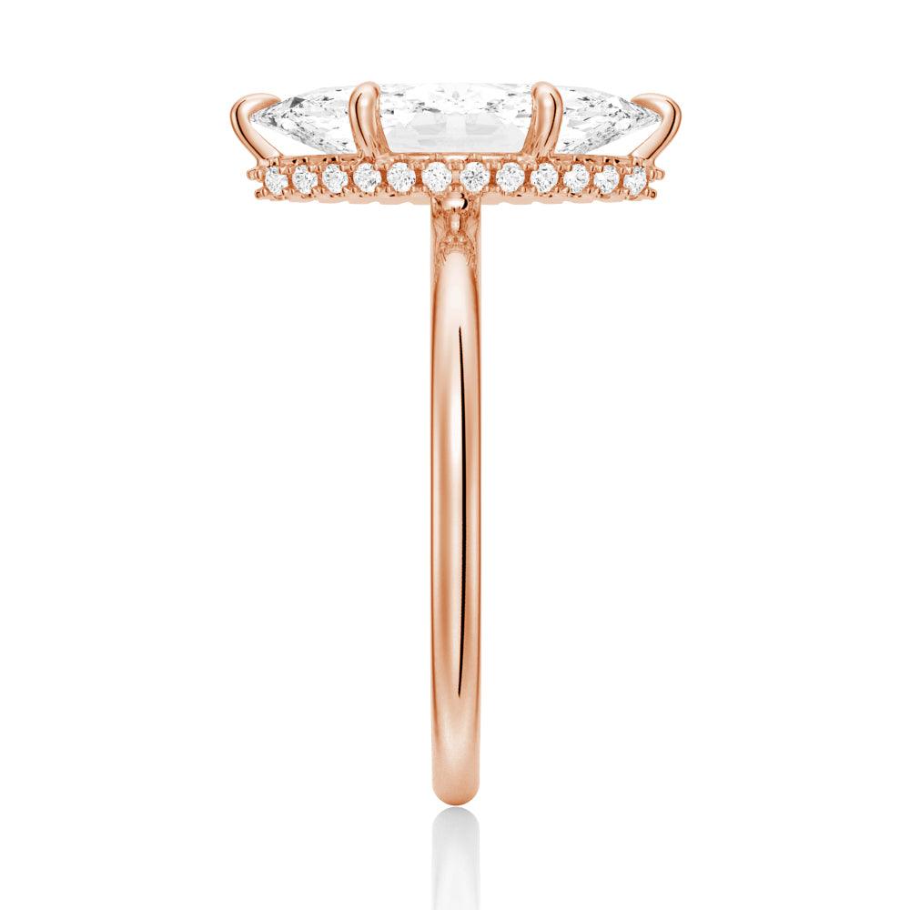 Exquisite Petite Marquise Solitaire Moissanite Engagement Ring Set with Hidden Halo - Perfect for Proposals, Weddings & Anniversary Gifts