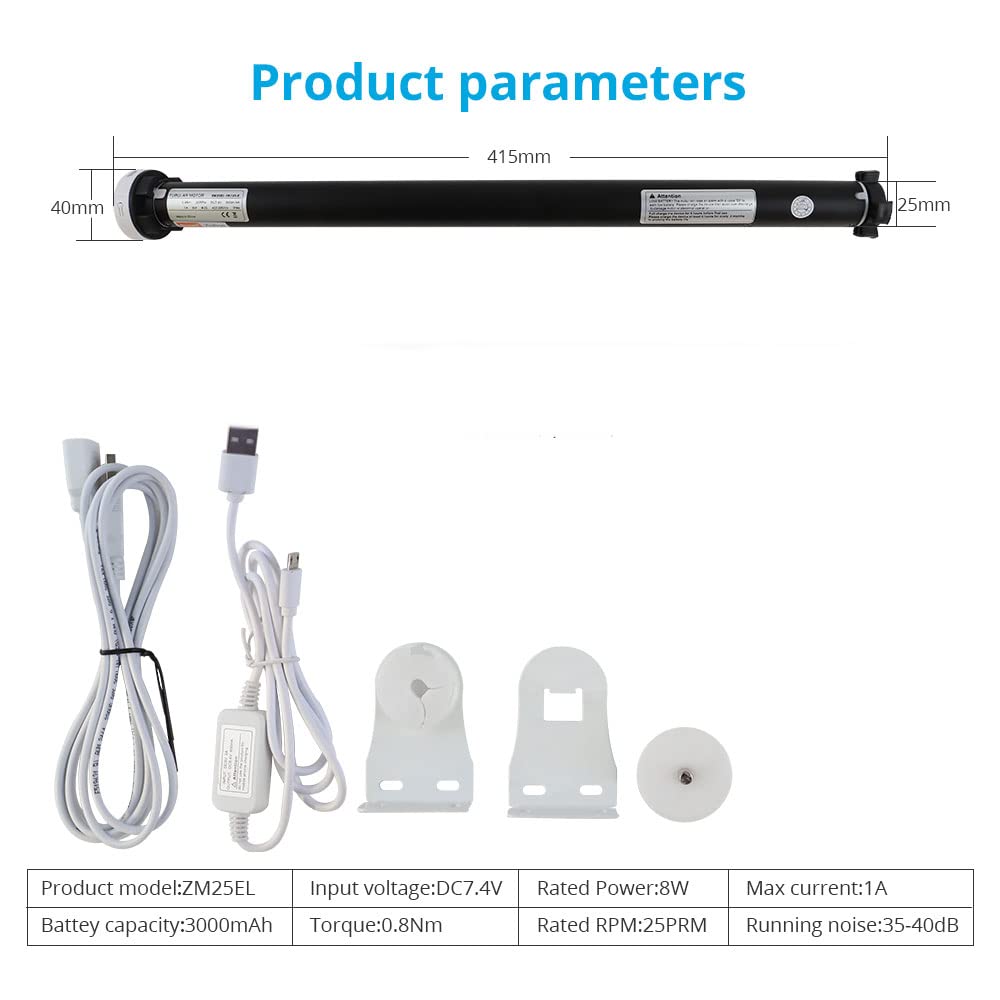 Blindsmart Rechargeable Tuya Zigbee Roller Blinds Motor for 38mm Tube - Smart Motorized Window Shades & Automatic Blinds Curtain Opener with APP Control (Zigbee Hub Required) - Perfect for Smart Homes, Bedrooms & Office Automation