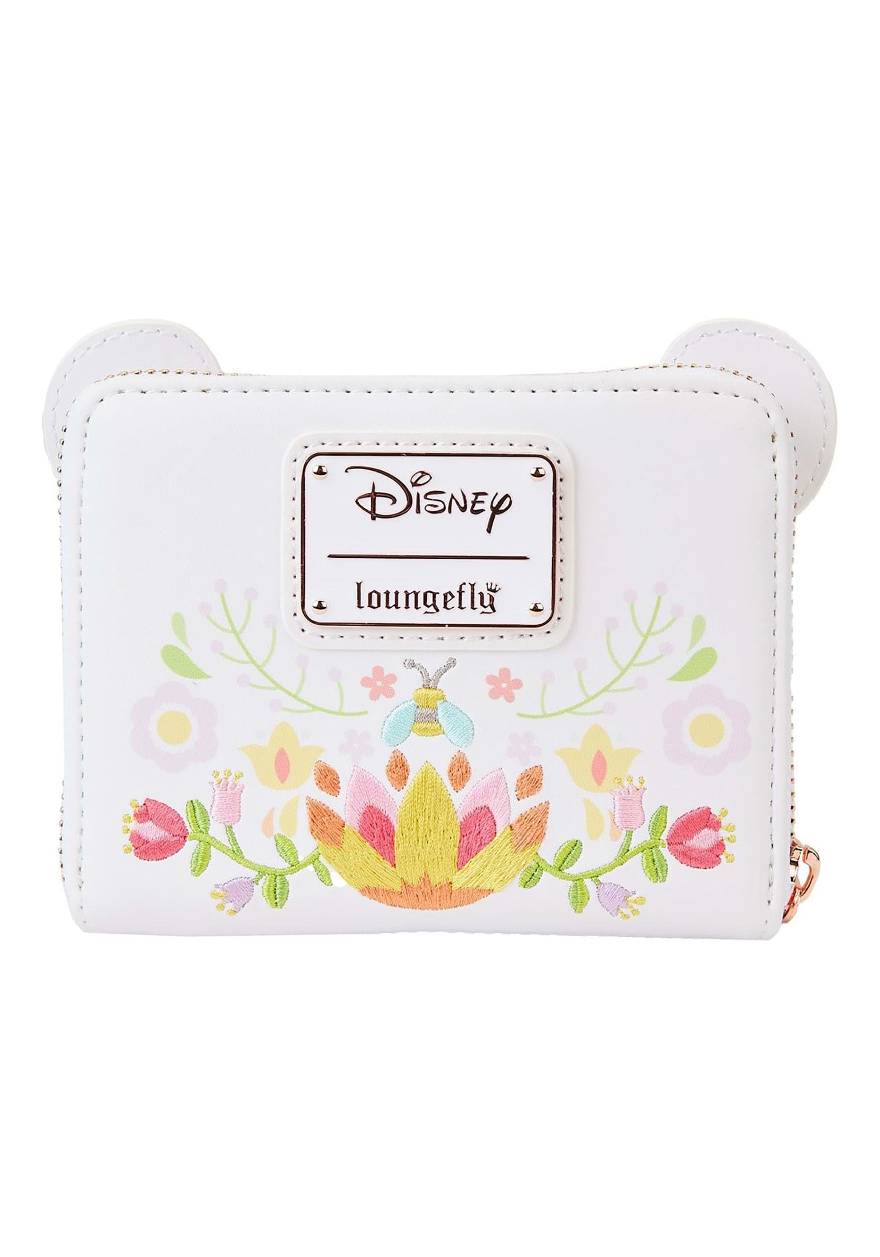 Disney Winnie the Pooh Floral Faux Leather Zip Around Wallet for Women - Cute Cartoon Character Coin Purse for Daily Use, Travel & Gift Giving