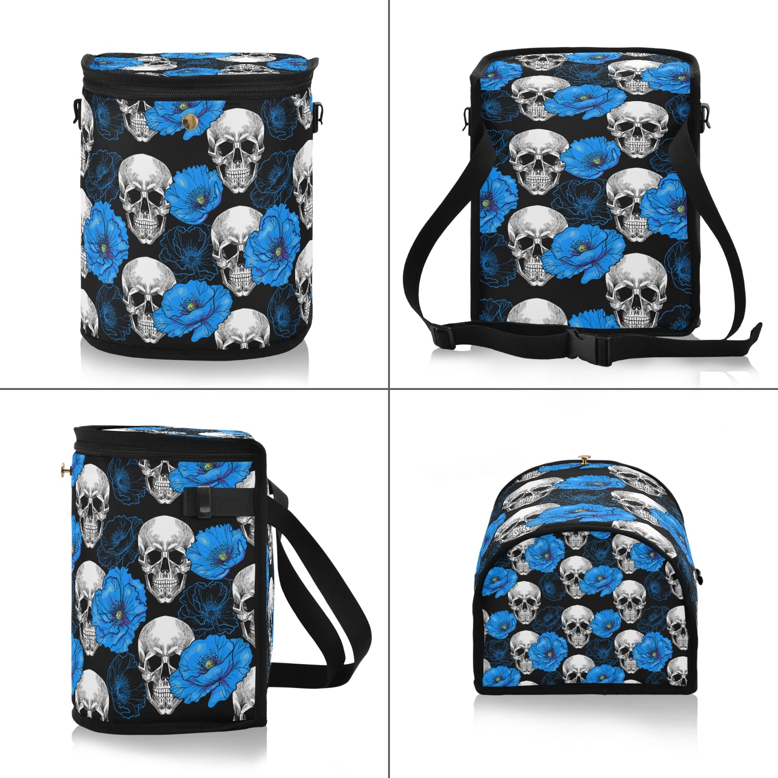 J JOYSAY Collapsible Car Trash Can - Leakproof Hanging Garbage Bag with Skull Flower Design, Portable Car Organizer Bin for Drivers & Travelers | Perfect for Road Trips, Commuting & Keeping Your Vehicle Clean
