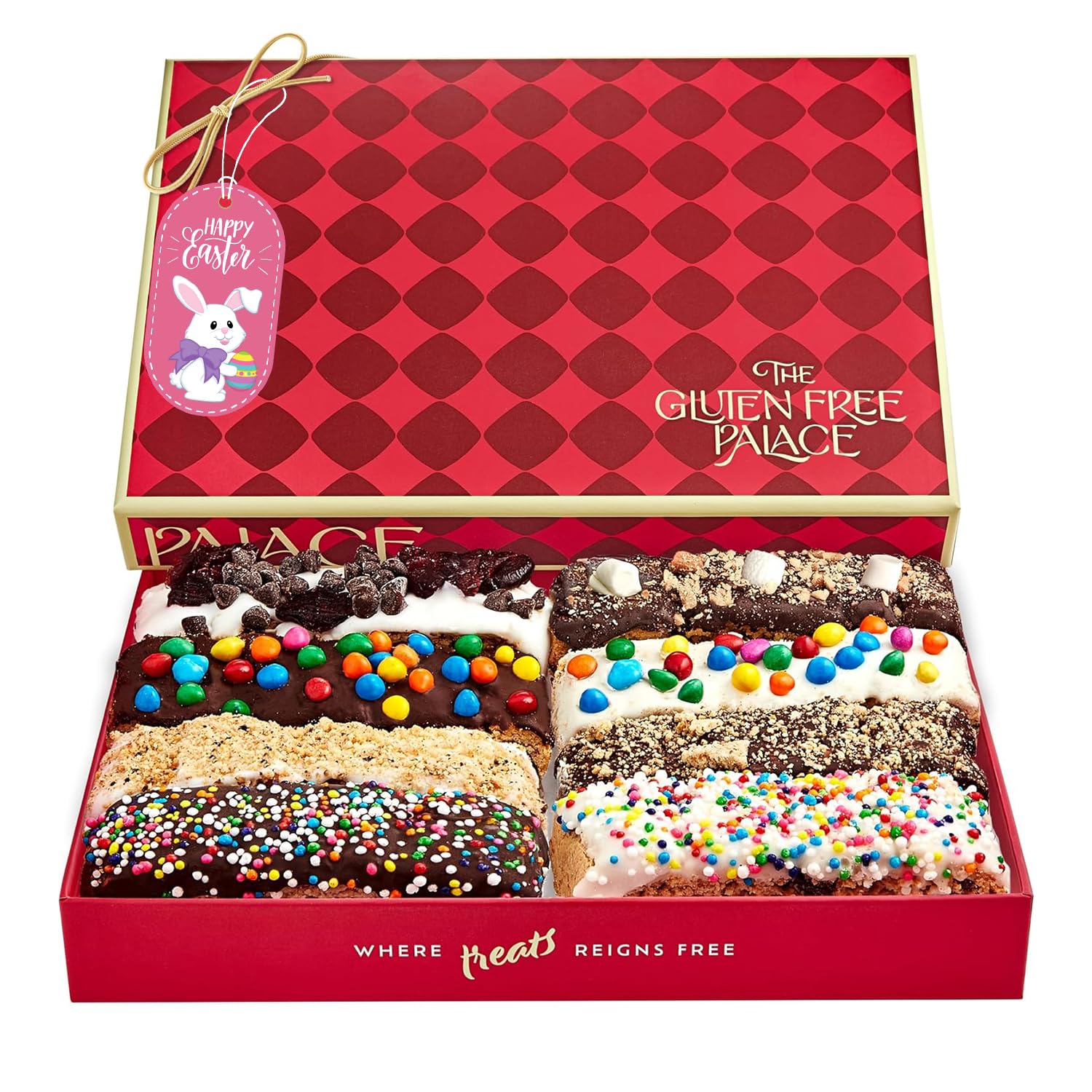 Gluten Free Chocolate Covered Biscotti Gift Basket - 8 Count Assorted Biscotti Cookies for Men & Women - Perfect for Purim, Easter Gifts & Holiday Treats - Great for Parties, Office Snacks & Coffee Pairing