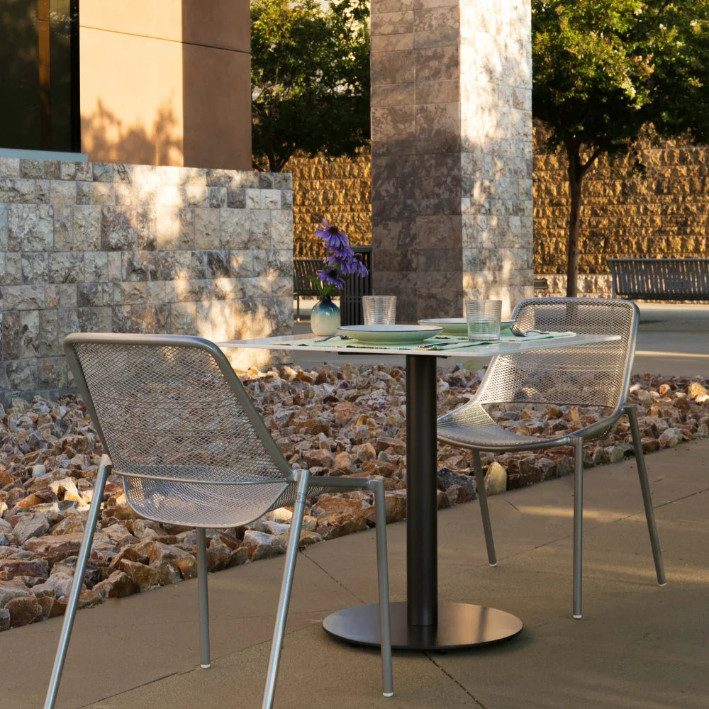 Como Steel Outdoor Armless Stackable Dining Chairs - Set of 4 | Patio, Garden, Poolside & Restaurant Seating | Weather-Resistant Metal Dining Chairs for Outdoor Use