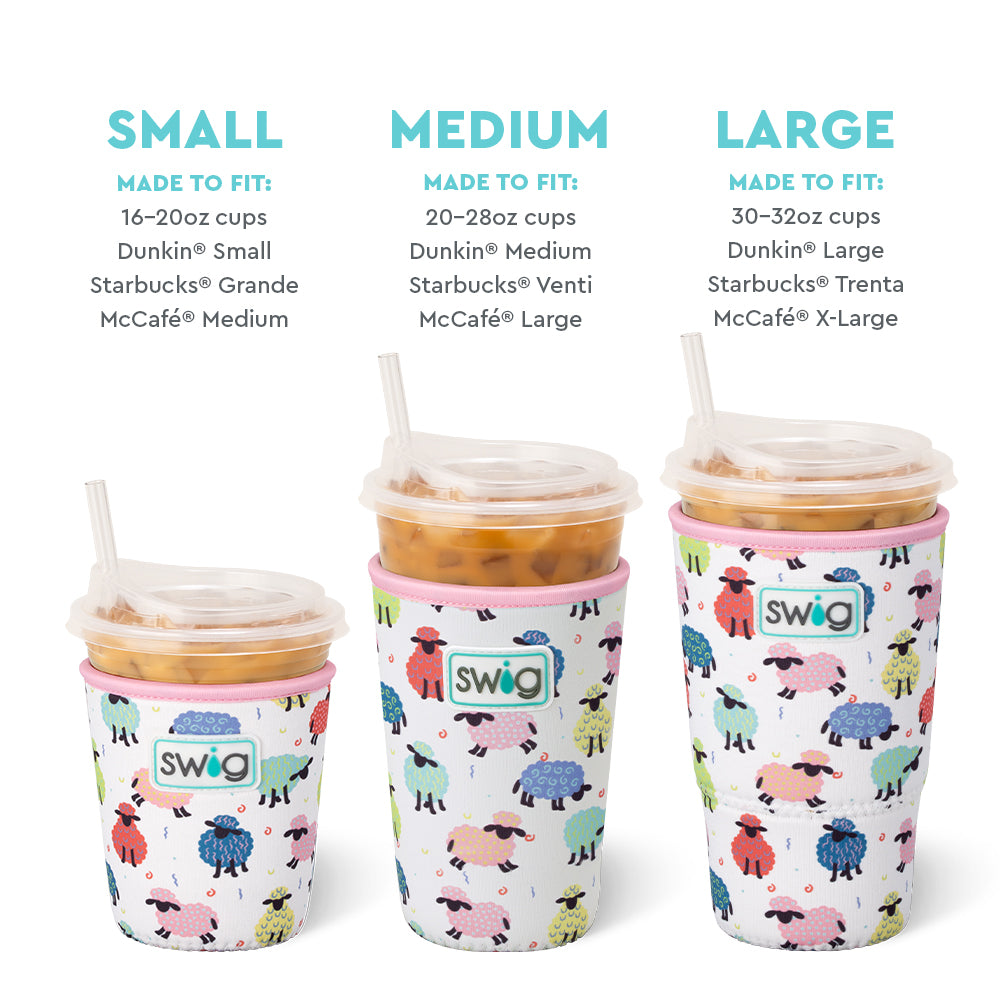 Counting Sheep Large Iced Cup Coolie - Insulated Tumbler for Cold Drinks, Perfect for Summer Picnics, Beach Days and Office Use