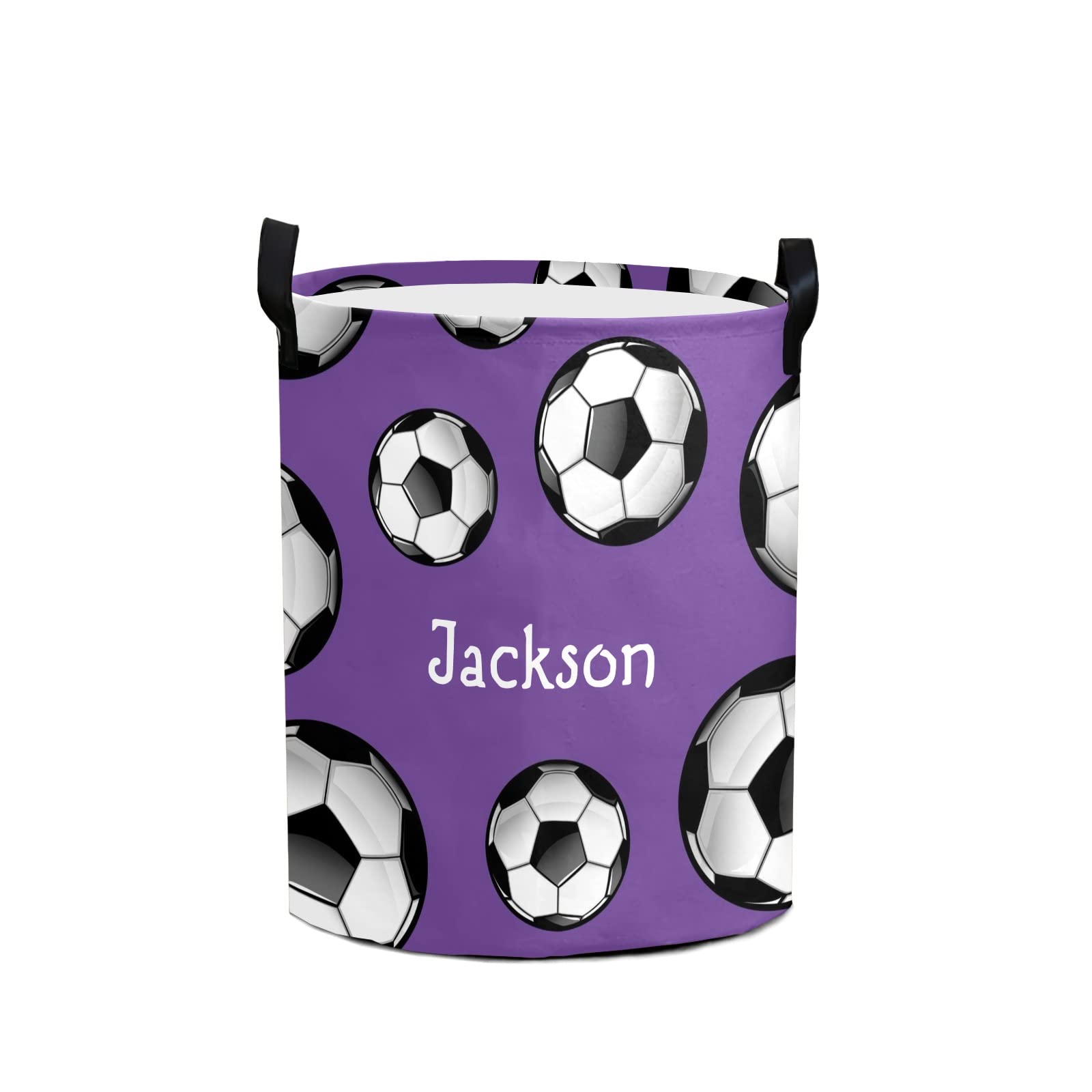 Custom Purple Waterproof Collapsible Soccer Laundry Bag - Portable Dirty Clothes Storage for Sports Gear, Toys & Bedroom Organization - Perfect for Travel, Dorm & Home Use