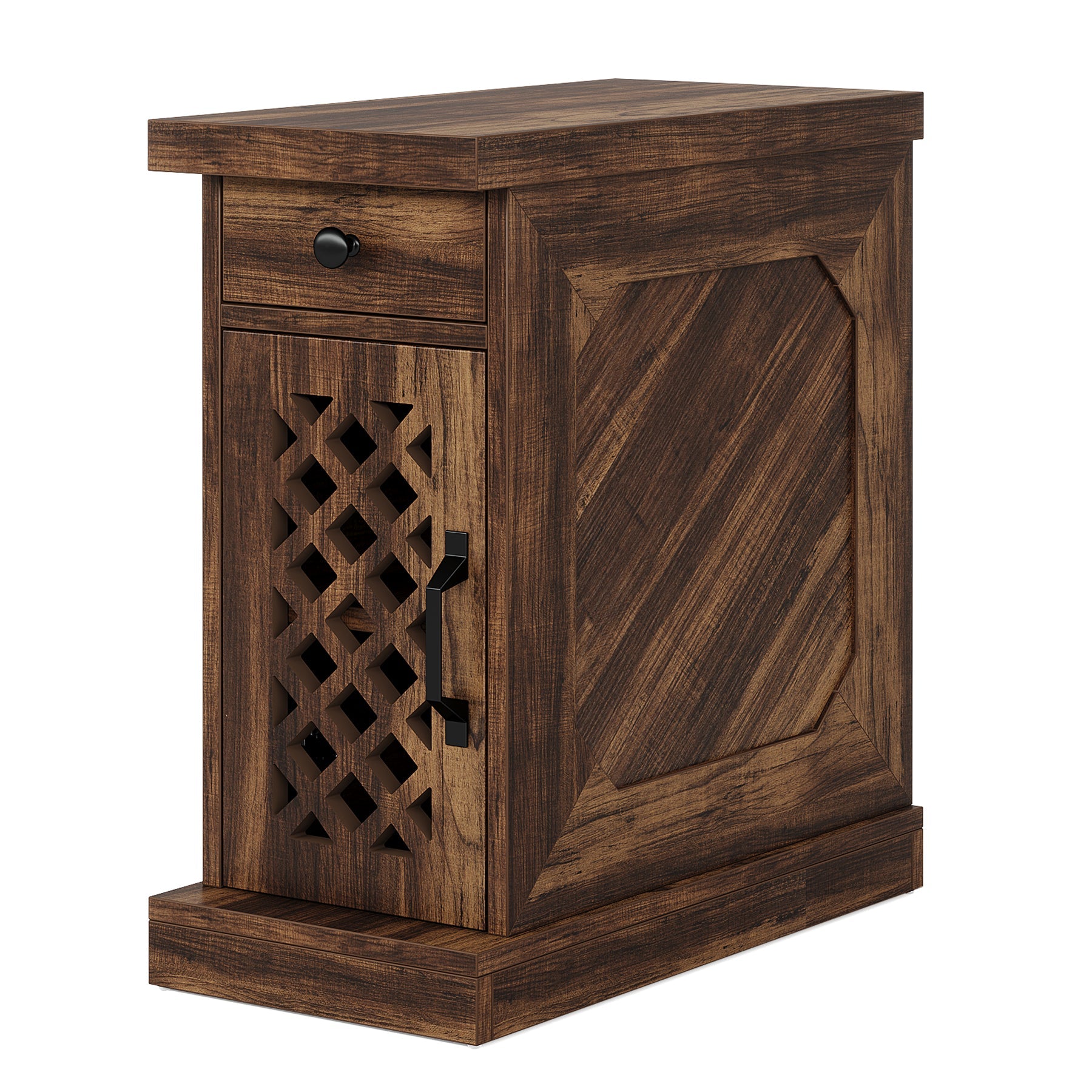 Rustic Wooden Side Table with Storage Drawer - End Table, Nightstand for Bedroom, Living Room - Perfect for Small Spaces & Home Decor