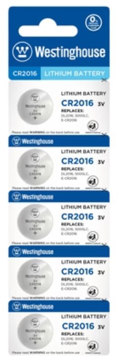 CR2016 3V Lithium Button Cell Battery 5-Pack - Long-Lasting Power for Key Fobs, Car Remotes, Watches & Small Electronics - Ideal for Home, Office & Travel Use