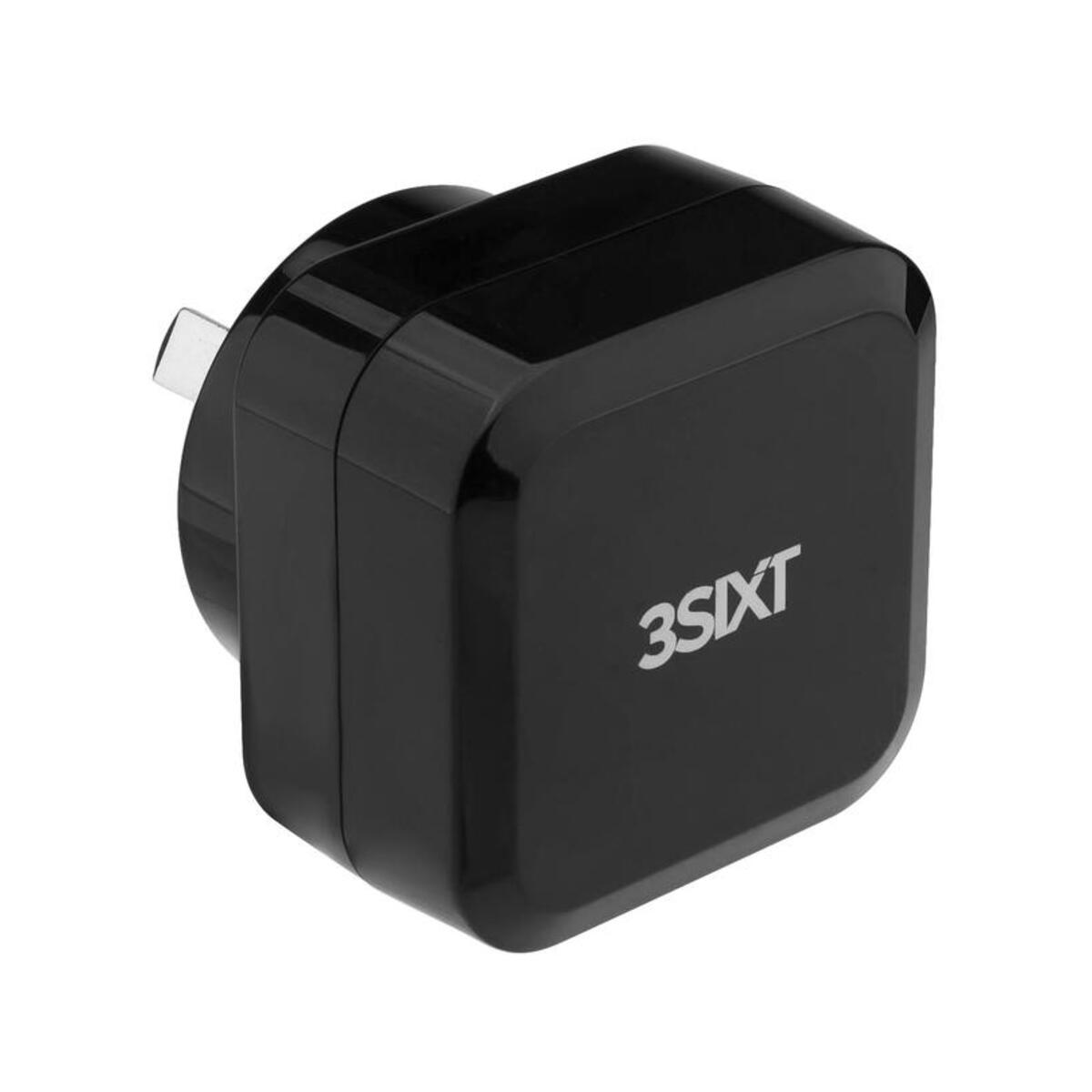 3SIXT 4.8A Fast Wall Charger with Dual USB Ports - Black | Quick Charge for iPhone, Android, iPad | Perfect for Home, Office & Travel