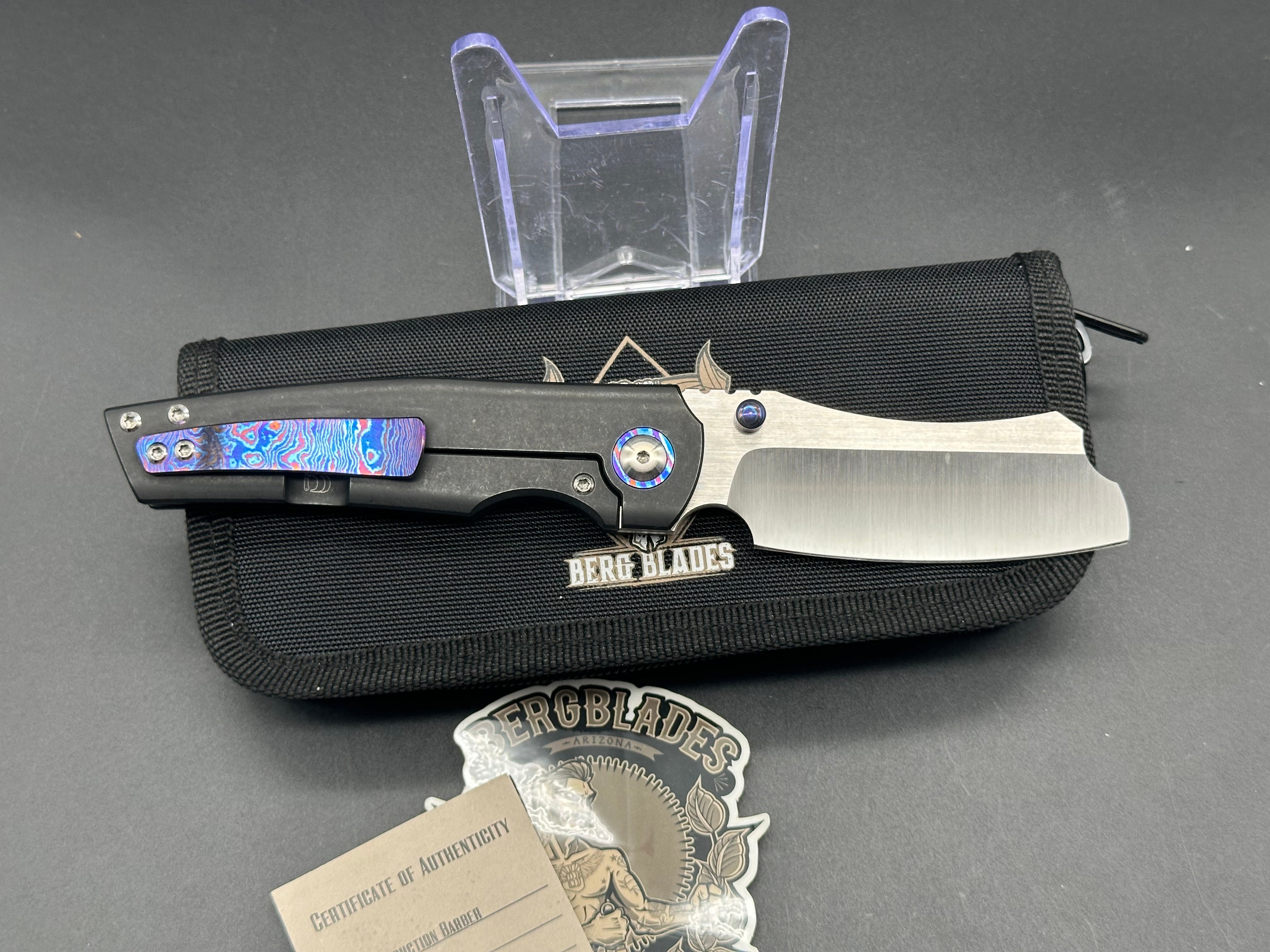Premium Berg Barber M390 Folding Knife with Zirconium Scales, Thumb Studs & Back Spacer - Limited Edition 41/50 - EDC, Outdoor Survival & Collectors Knife