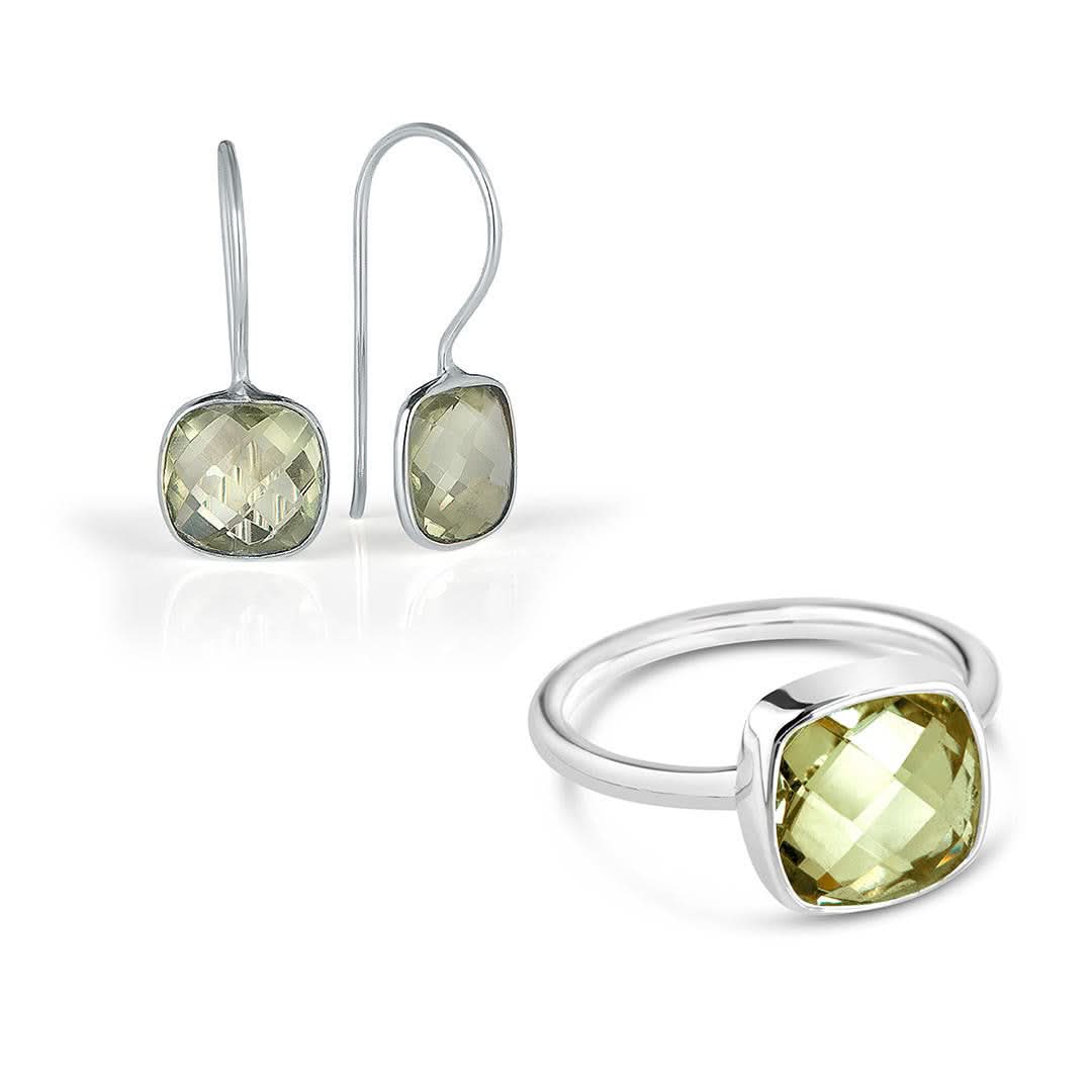 Green Amethyst Cocktail Ring in Sterling Silver - Elegant Statement Jewelry for Evening Parties & Special Occasions