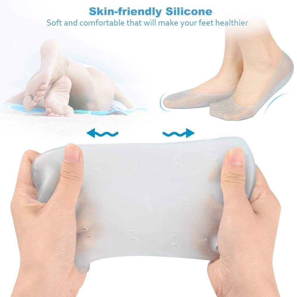 Savpesh Silicone Gel Heel Pad Socks for Men & Women - Pain Relief, Foot Care & Toe Separator - Thumb Valgus Protector Guards - Beige | Ideal for Heel Pain, Bunion Relief & Comfortable Walking