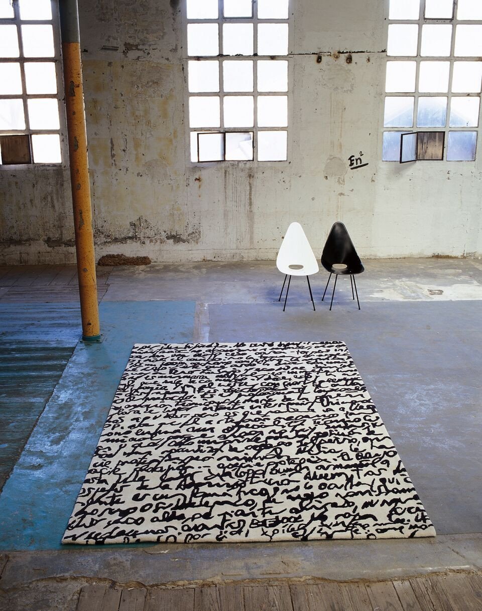 Stylish Black and White Area Rug - Soft Modern Floor Carpet for Living Room, Bedroom, or Office Decor