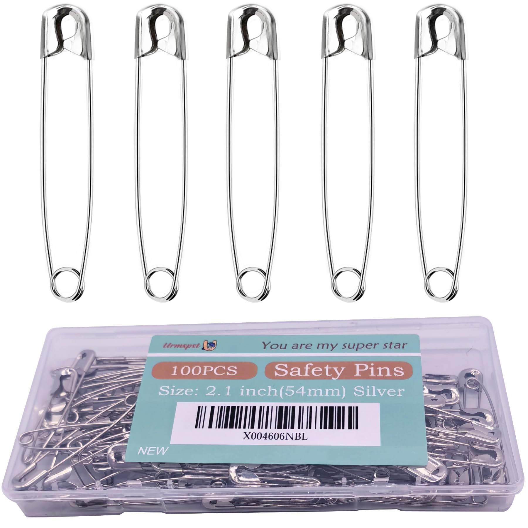 100PCS 2.1 Inch Small Safety Pins - Rust-Resistant Nickel Plated Steel Sharp Edge Pins for Clothes, Sewing, DIY Crafts & Fashion Accessories - Perfect for Emergency Clothing Repairs, Fabric Projects & Jewelry Making (Silver)