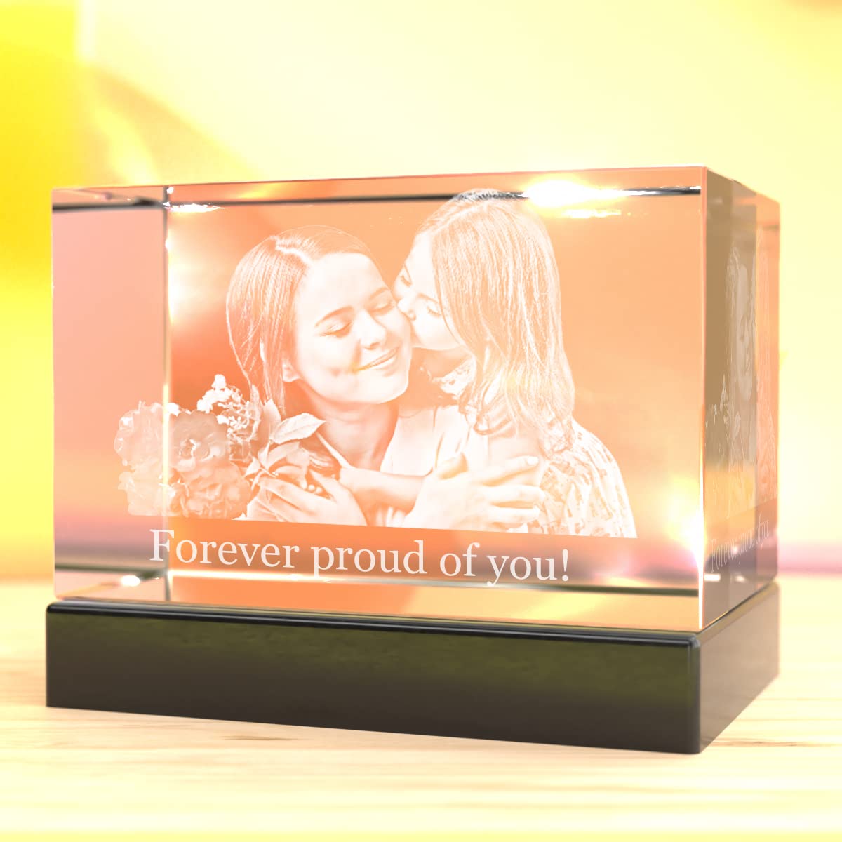 3D Laser Engraved Crystal Photo Gift - Personalized Custom Keepsake for Mom, Dad, Men & Women - Engraved Inside Landscape Crystal with Your Picture - Perfect for Christmas, Anniversary, Wedding & Special Occasions