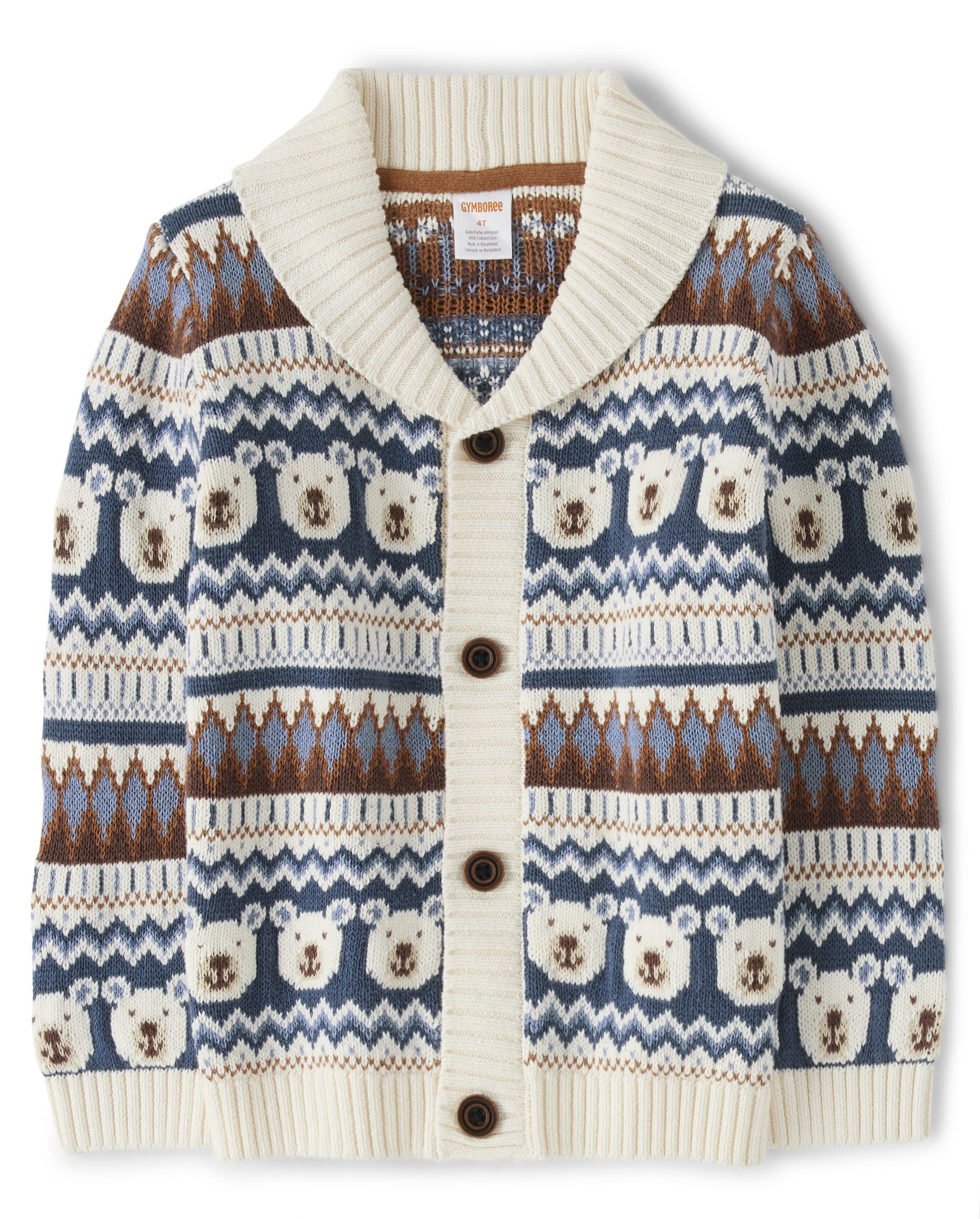 Gymboree Boys' and Toddler Long Sleeve Cardigan Sweaters for Kids - Soft Cotton Knit Pullover for School, Playdates & Family Outings
